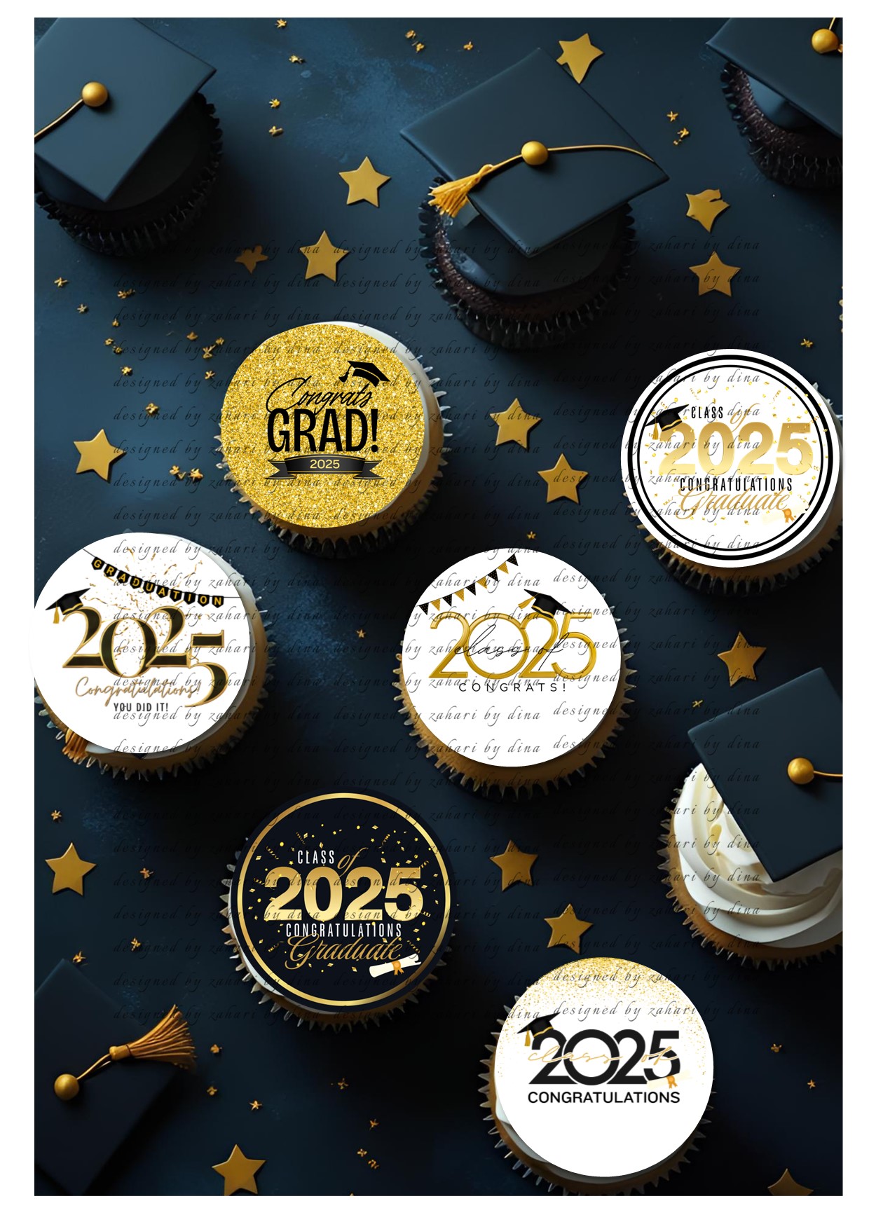 Graduation toppers – 2025 collection – Edible icing prints for cookies or cupcakes