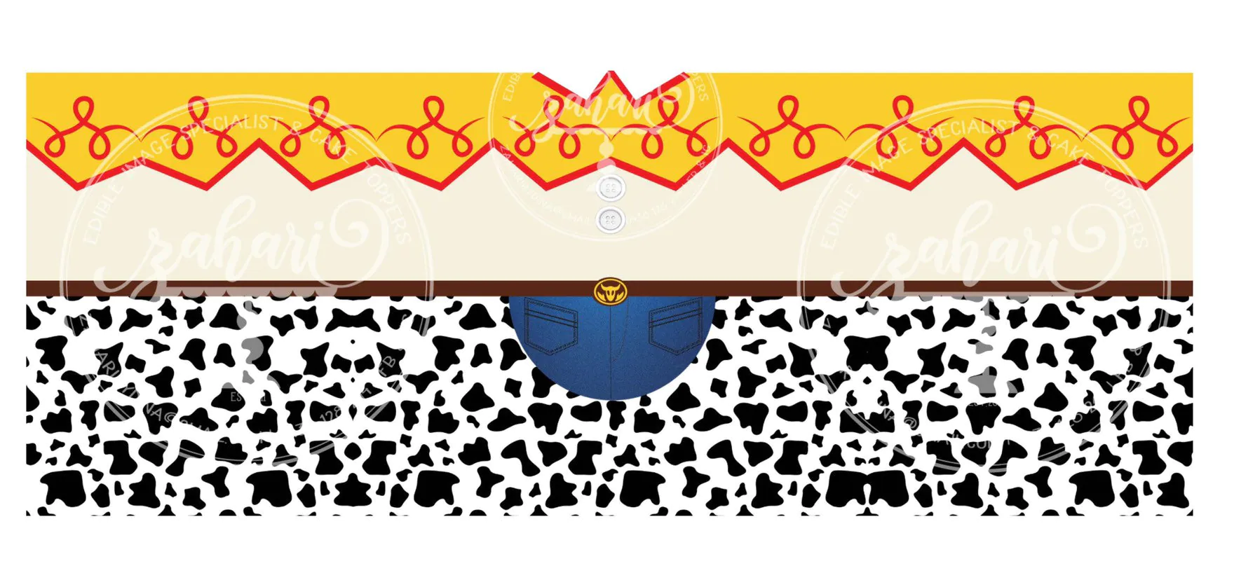 Scrapbook edible frosting sheet – A3 2 strips at 40×12.7cm (Cake wrap)  Toy Story Jessie