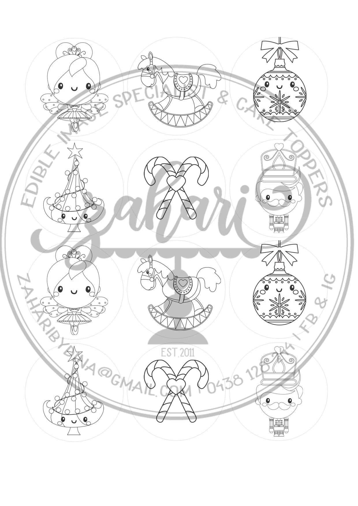 Paint your own edible toppers - 12, 2.25 precut icing rounds Xmas - Select on Checkout - or 2 sets of Palettes - Image 3