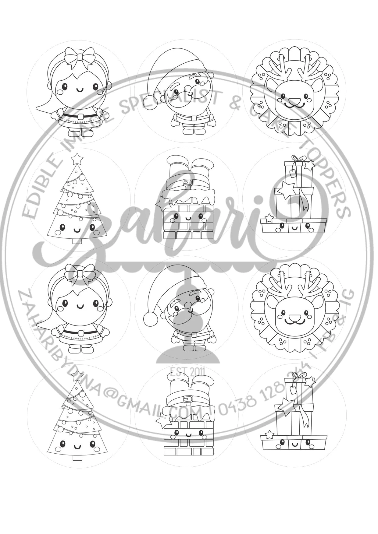 Paint your own edible toppers - 12, 2.25 precut icing rounds Xmas - Select on Checkout - or 2 sets of Palettes - Image 4