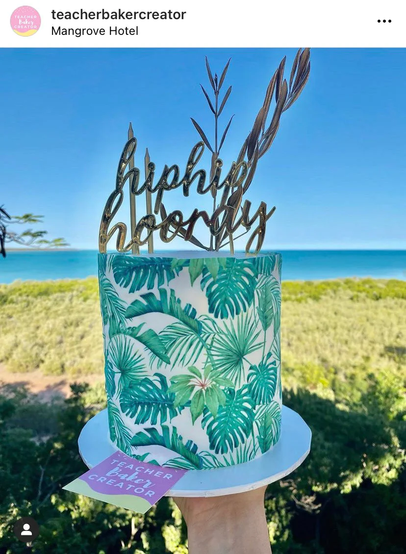 Scrapbook edible frosting sheet – A3 2 strips at 40×12.7cm (Cake wrap) TROPICAL light green