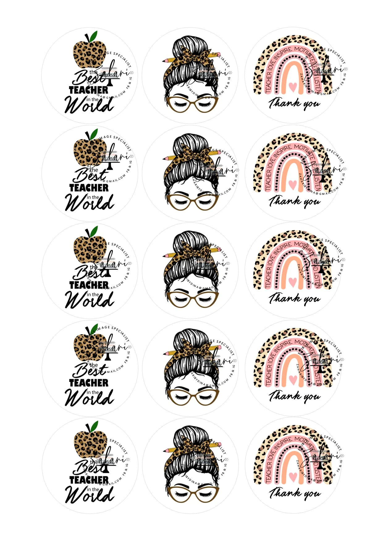 BEST TEACHER 2022 with Silhouette – 15, 2inch precut rounds for cookies or cupcakes