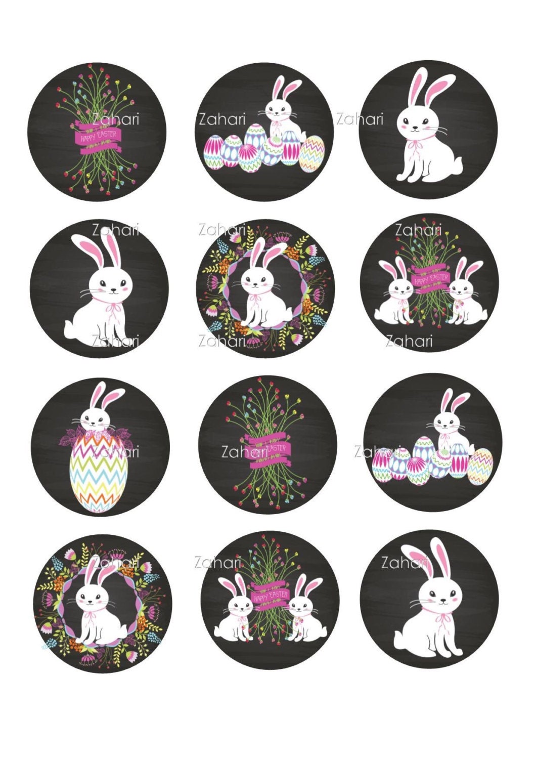 15, 2inch Precut icing toppers – Easter