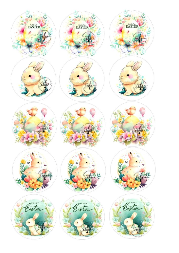 Jan Toppers 15, 2inch Precut icing toppers – Easter Jan 23 Pastel Edible Images ...