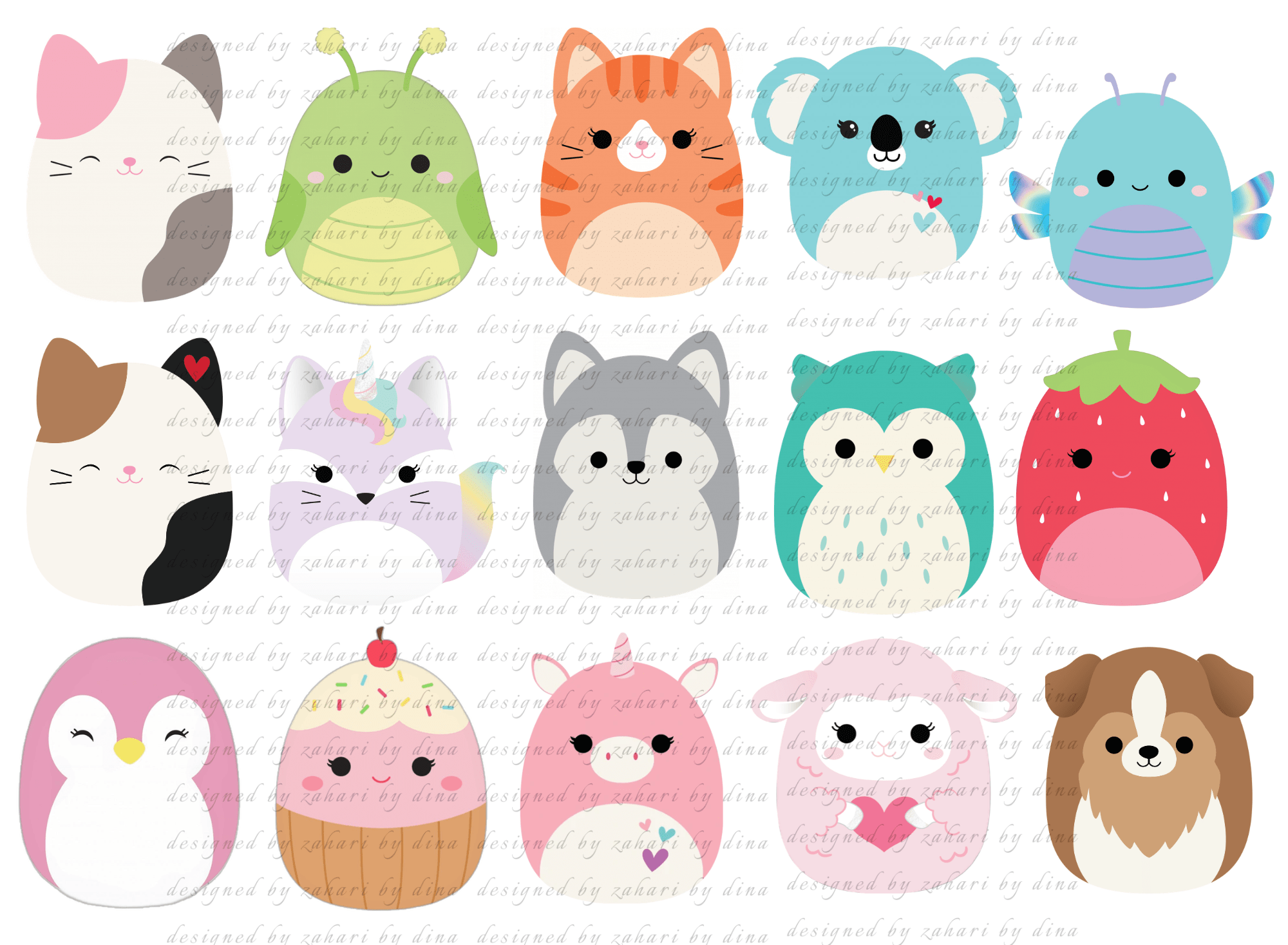 A4 Precut Icing – Squishmallow Edible Images – For cake decorating