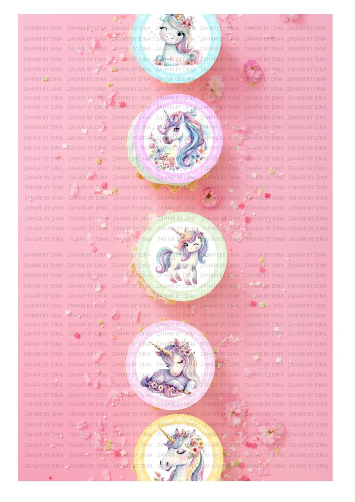 Rainbow Unicorn Edible Icing precut rounds Aug 24 – Zahari