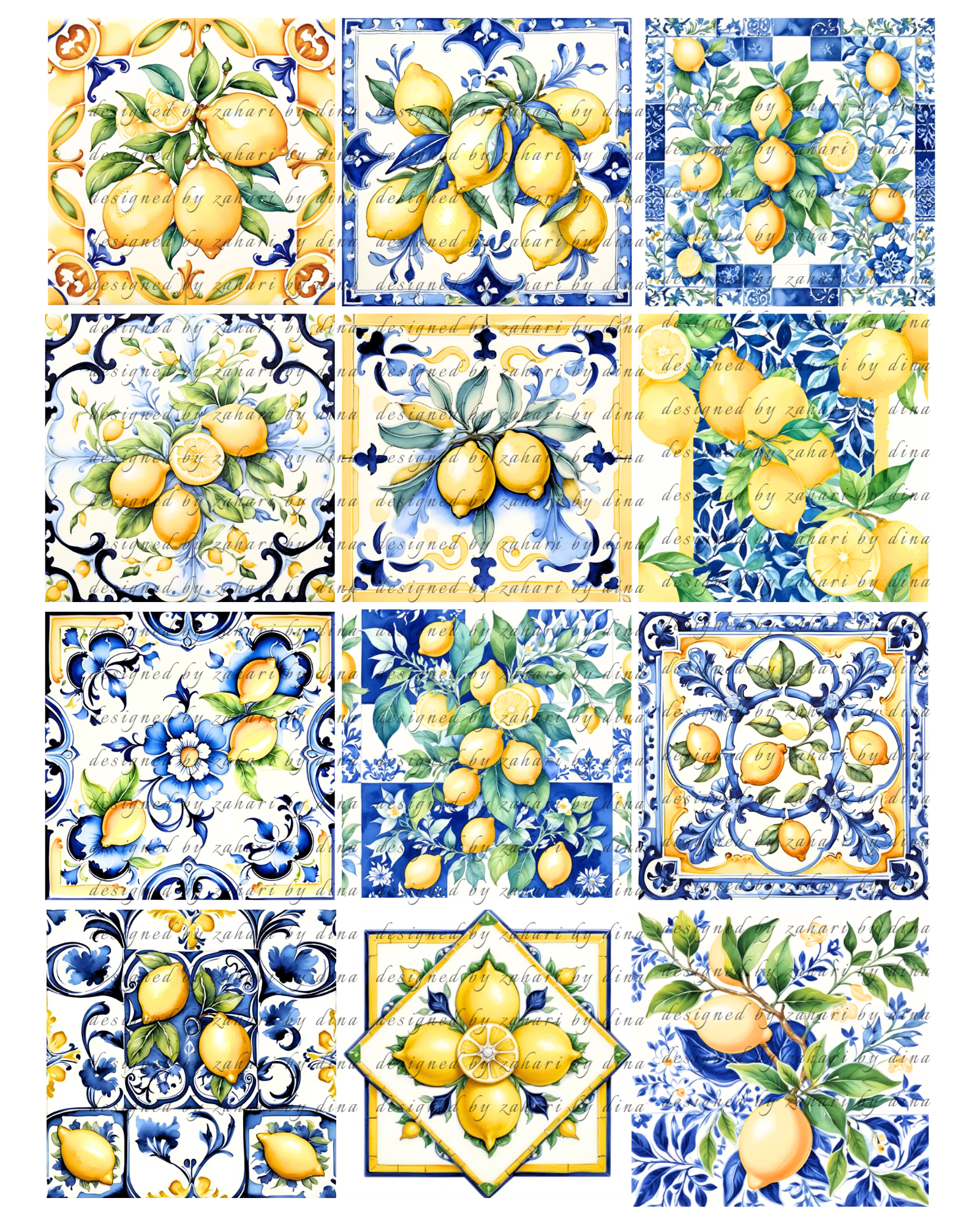 Lemon Tile edible icing sheet – Each square 2.5inch – A4 icing sheet Sept24