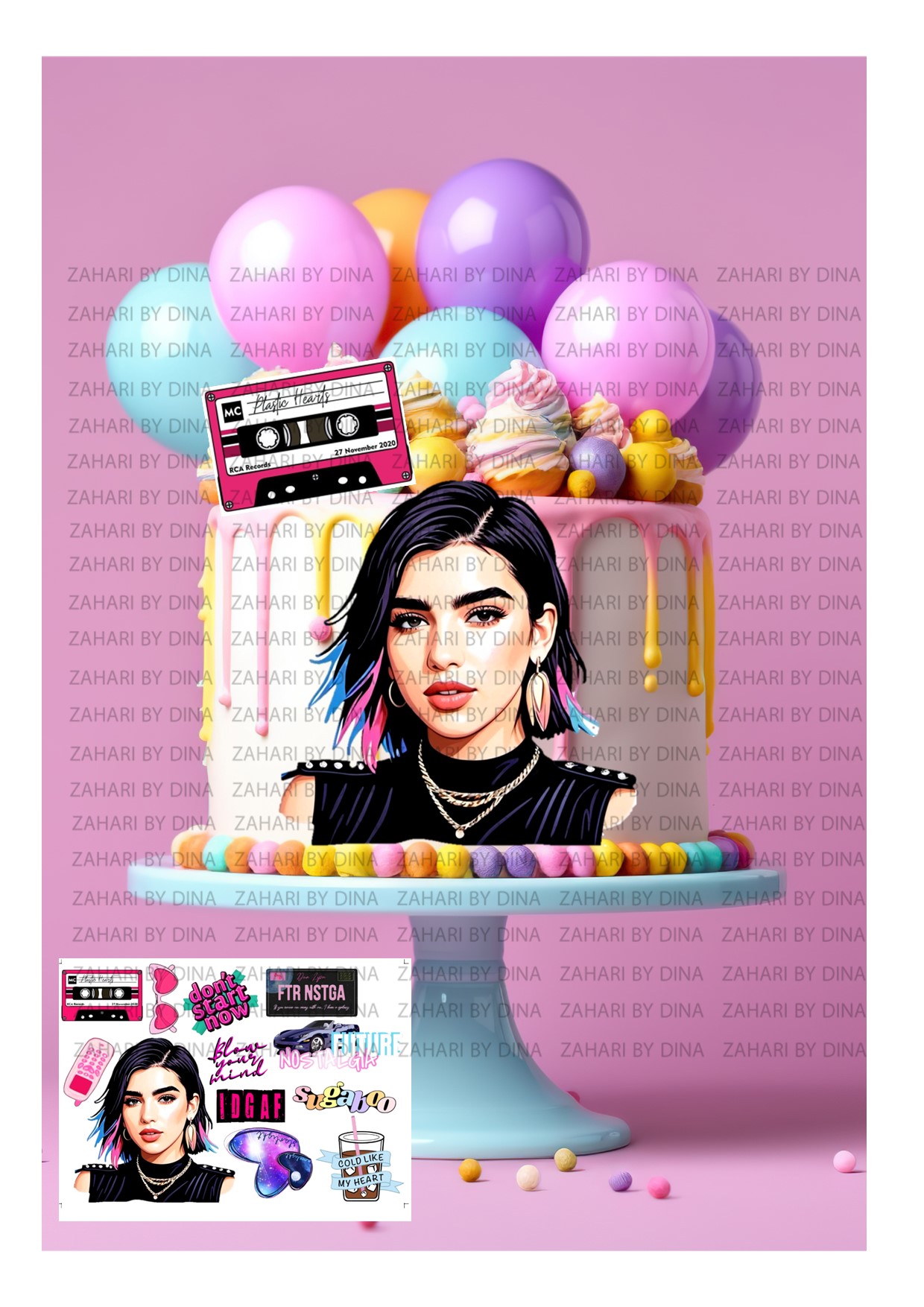 Dua Lipa edible icing Cut outs A5 or A4