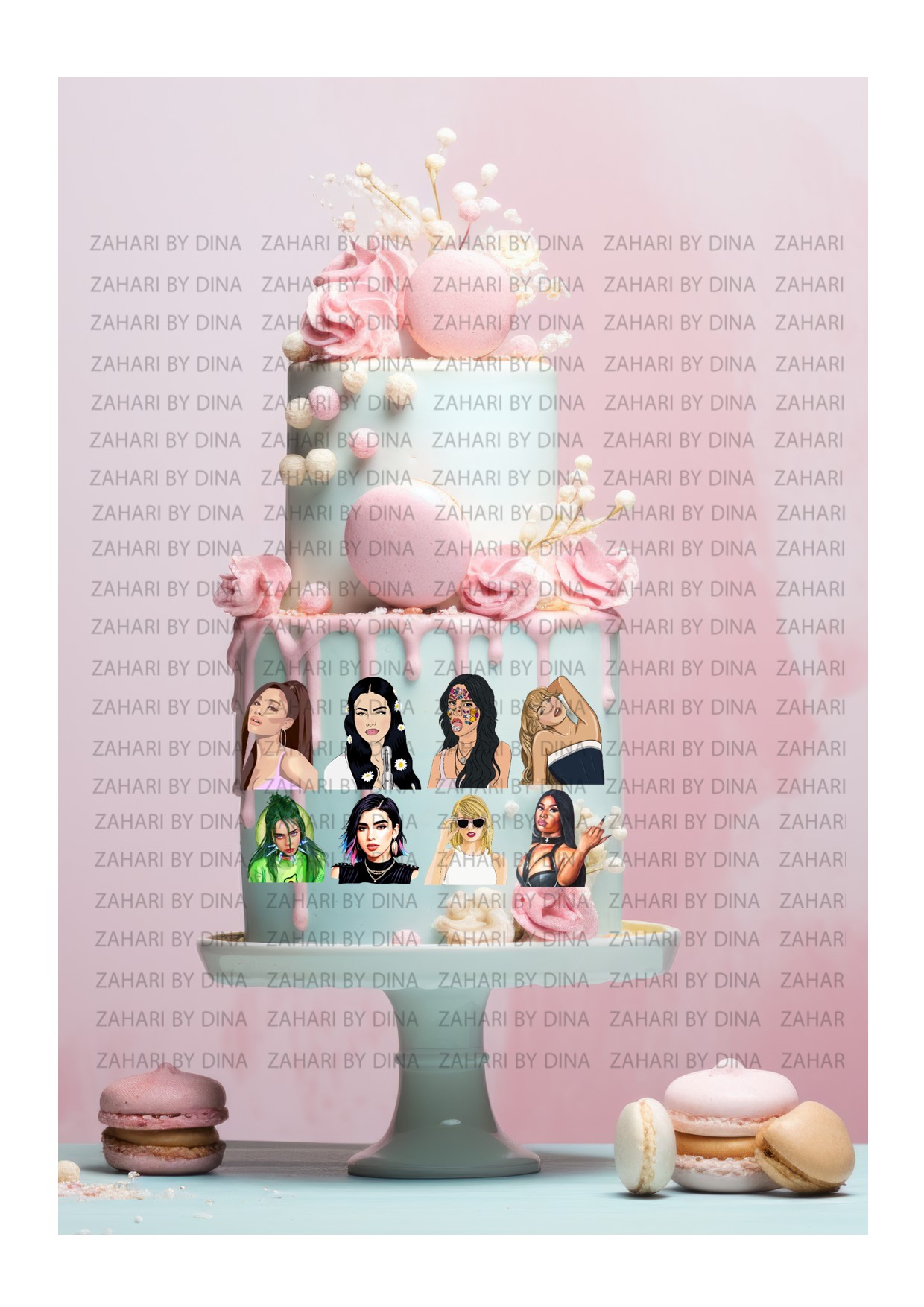 Tween Artists: Ariana Grande, Olivia Rodrigo, Lana Del rey, Sabrina Carpenter, Billie Eillish, Dua Lipa, Taylor Swift, Nicki Minaj edible icing Cut outs A5 or A4 icing sheet