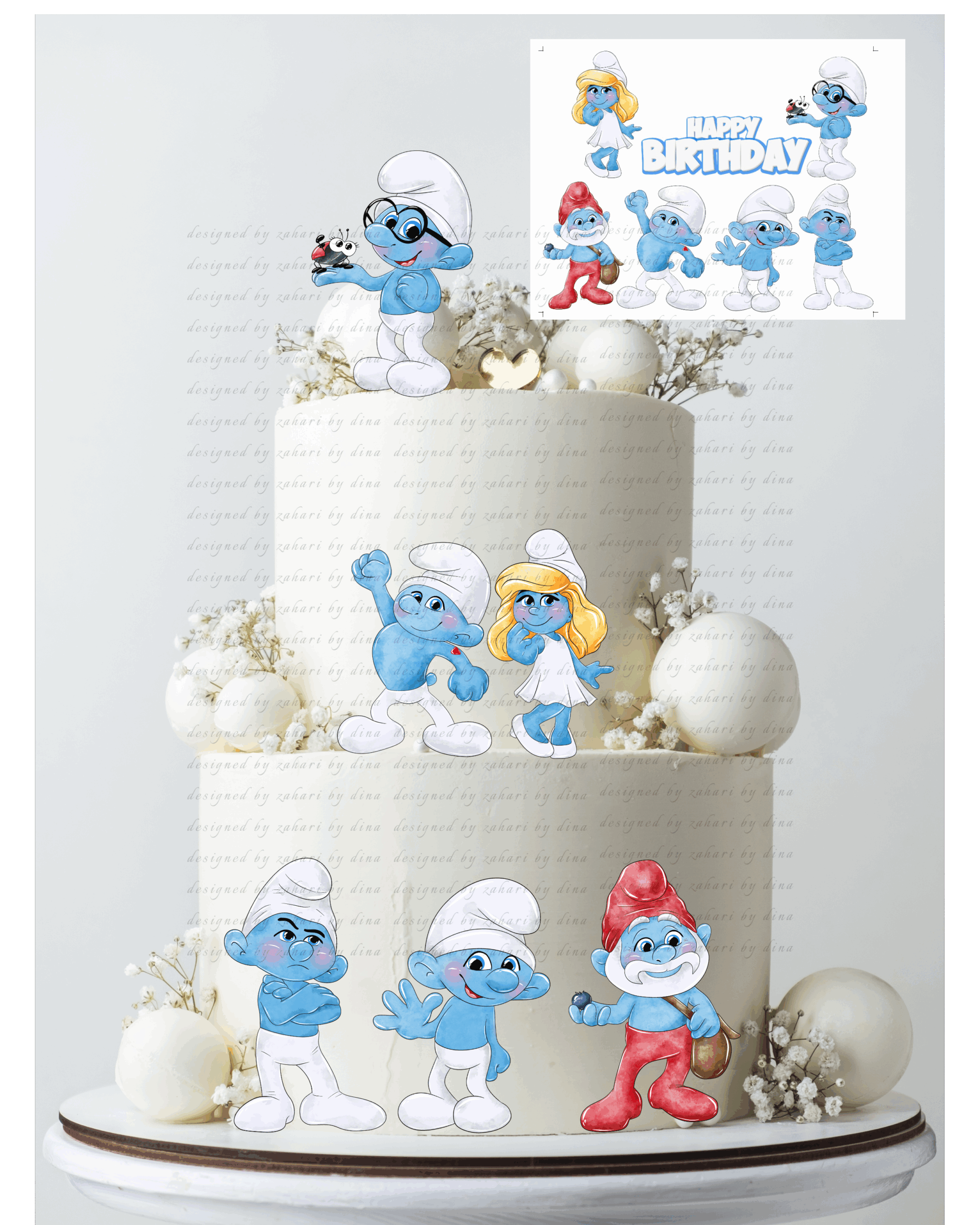 Smurfs edible icing cake decorating – edible image cut out – A4 icing cut outs