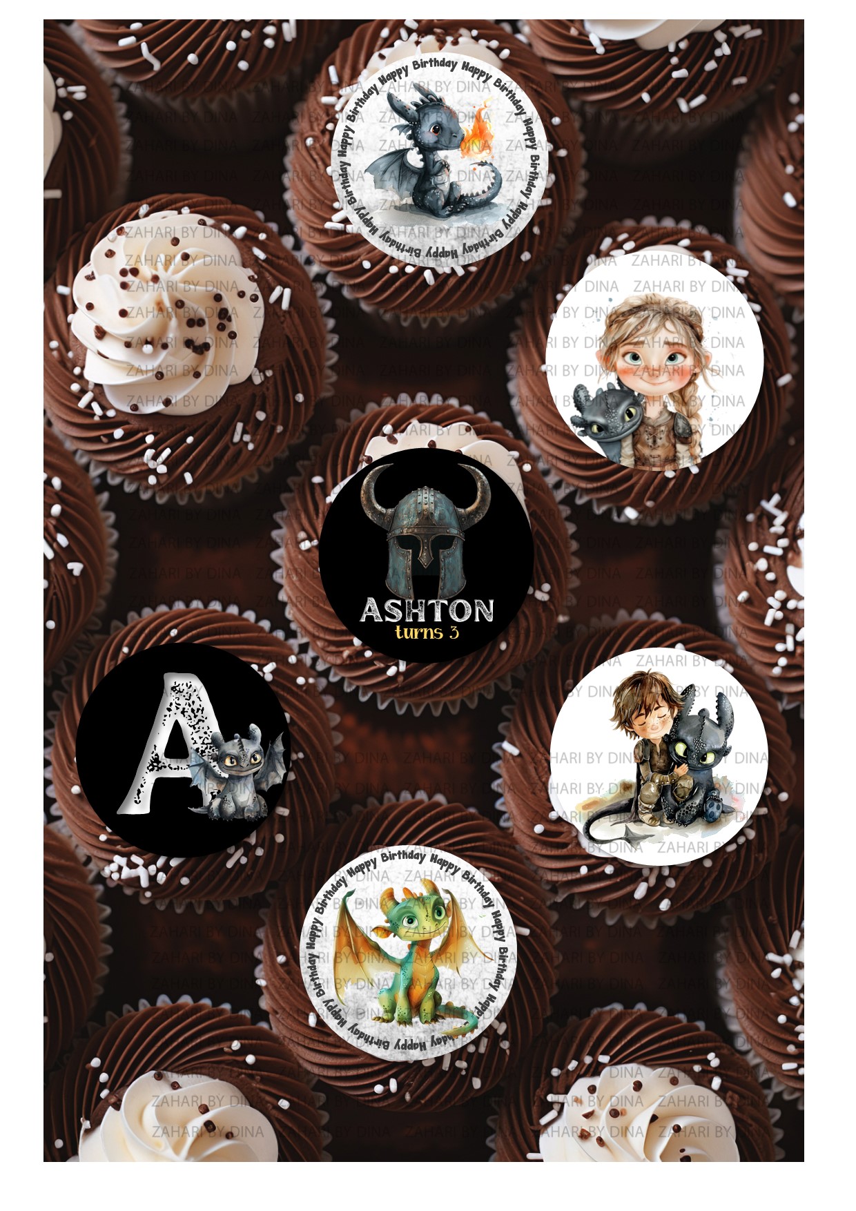 How to train a dragon edible images  – Precut rounds for cookies or cupcakes