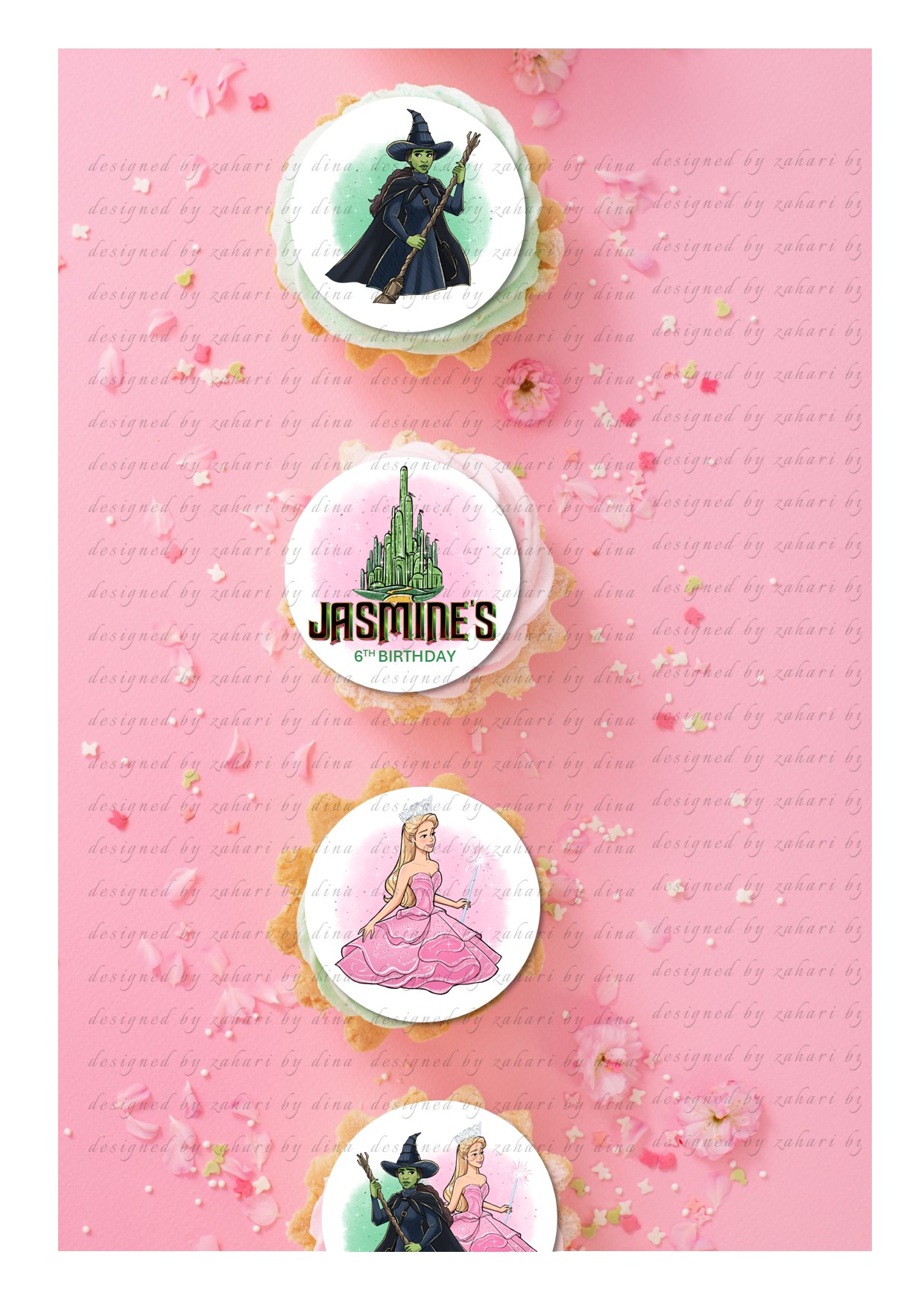 Wicked edible images  – Precut rounds for cookies or cupcakes – Personalize with name