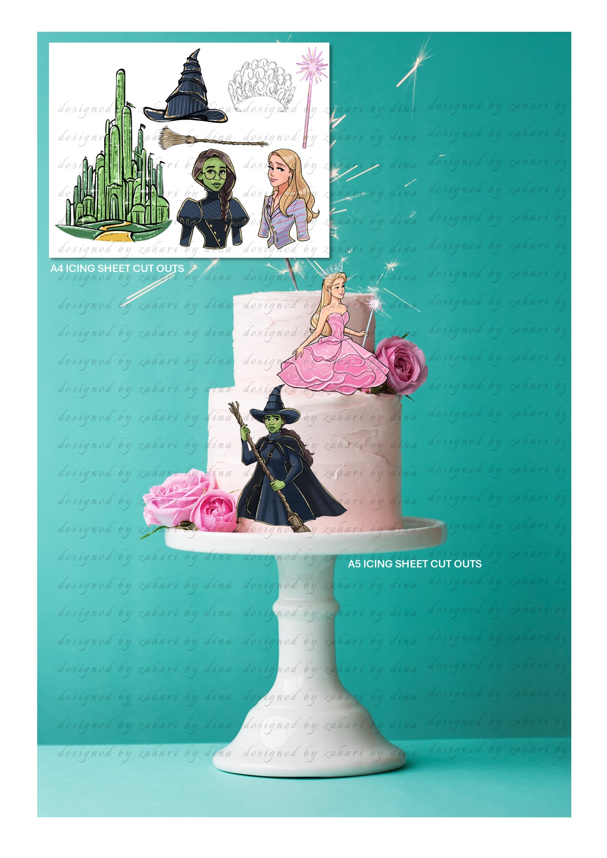 Wicked part 2 edible icing cake decorating – edible image cut out – A4, A5  or 7 inch round personalized topper