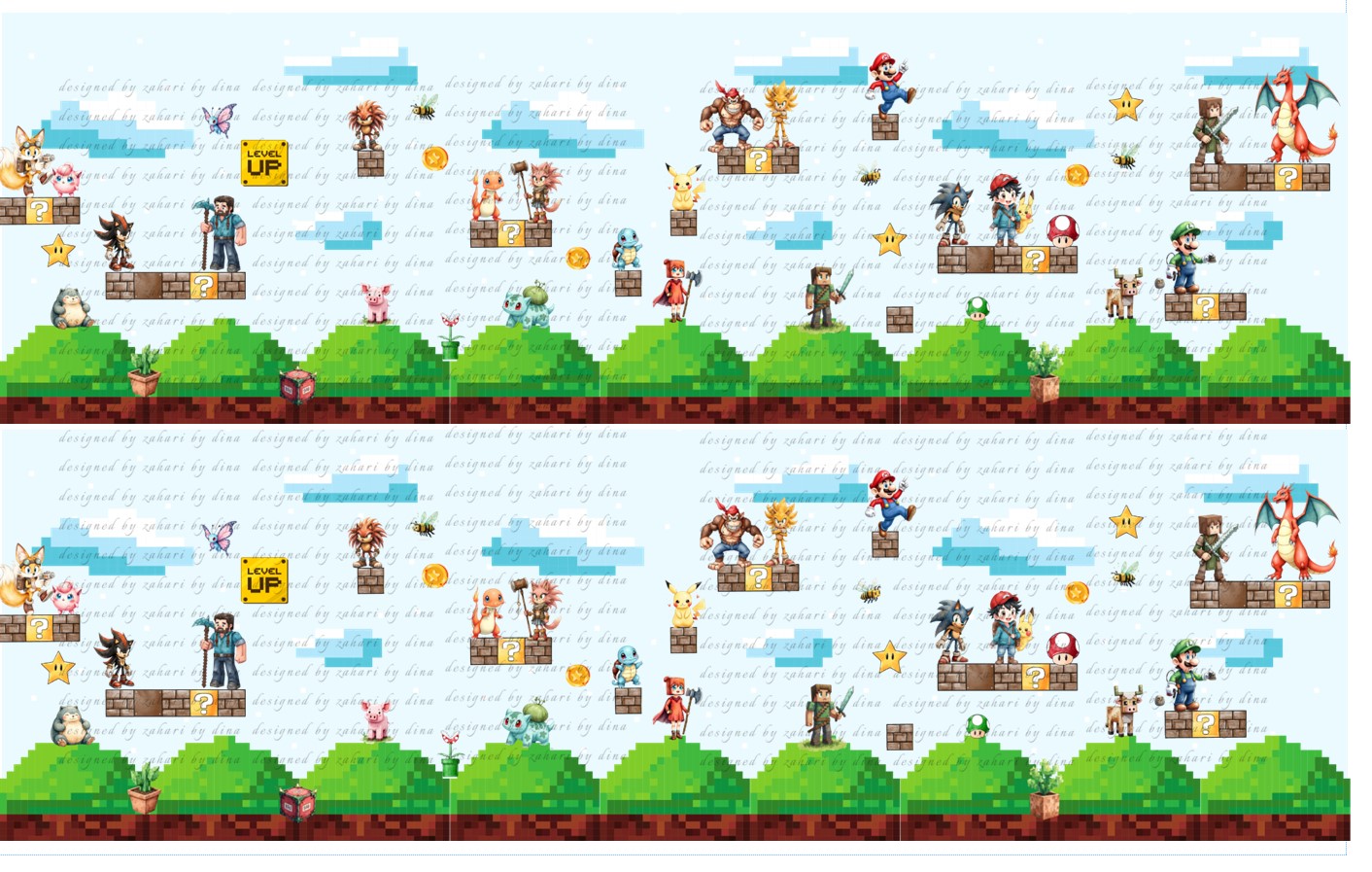 Pokemon, Mario, Minecraft and Sonic cake wrap on icing sheet - A3 2 strips at 40x12.7cm - June25 - Image 3