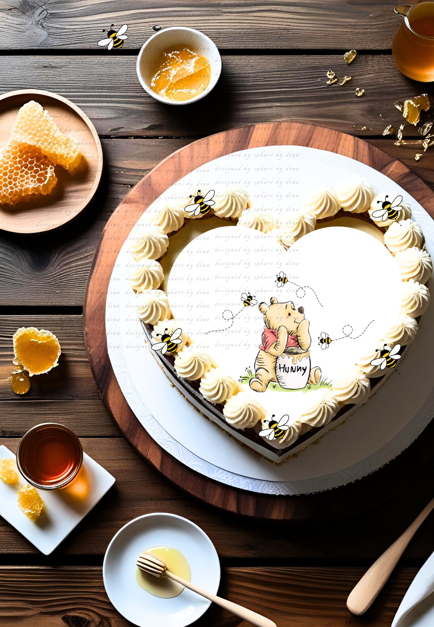 Winnie the pooh heart shape edible icing cake decorating – Edible image cut out – 7.5inch