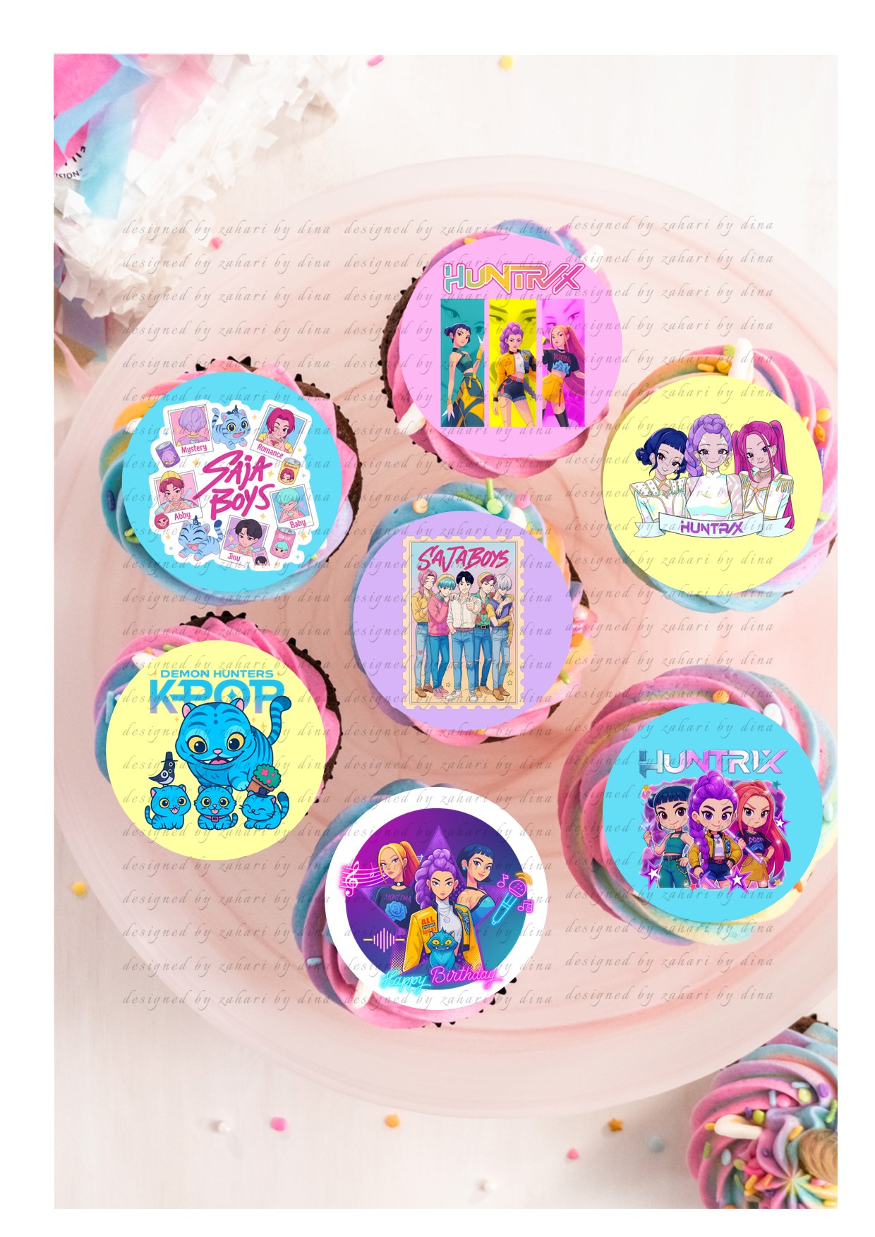 KPop Demon Hunter  – Edible image precut rounds for cookies or cupcakes