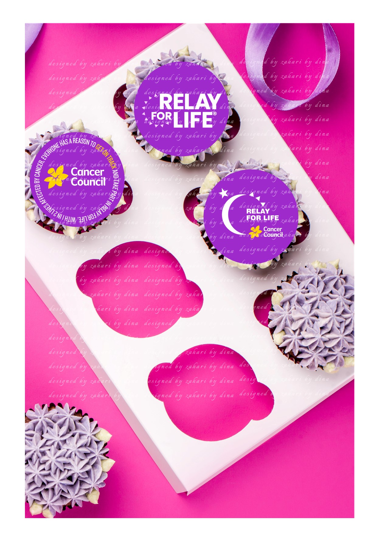 Relay for Life Edible Icing Toppers for cookies or cupcakes