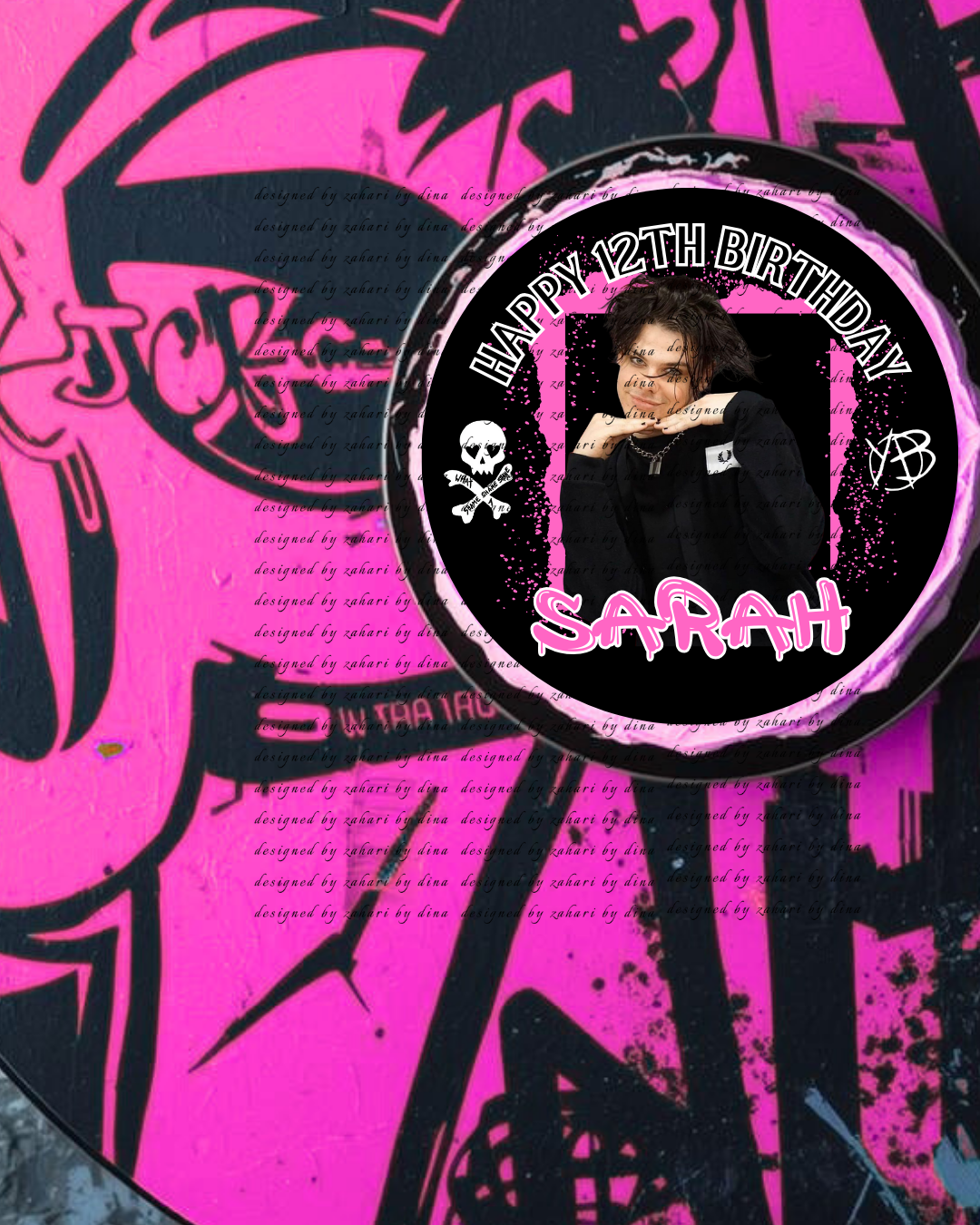 6″ round Yungblud cake topper printed icing sheet