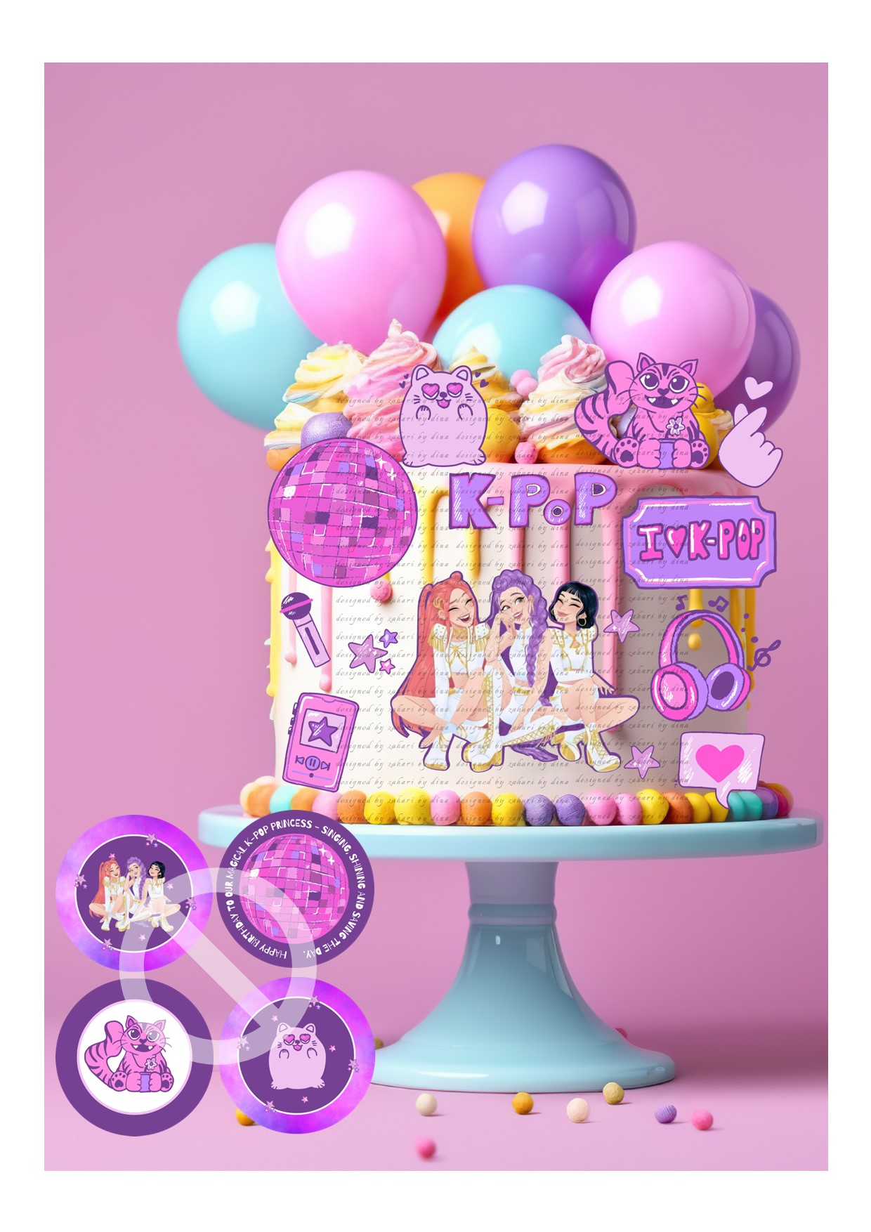 A4 precut icing KPOP Demon Hunter themed prints or precut toppers for cookies or cupcakes – Jan26