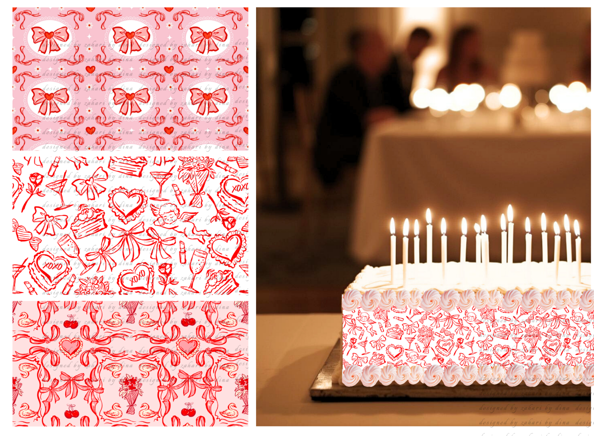 Scrapbook edible frosting sheet – A3 or A4 icing sheet – Whimsical Heart Jan26