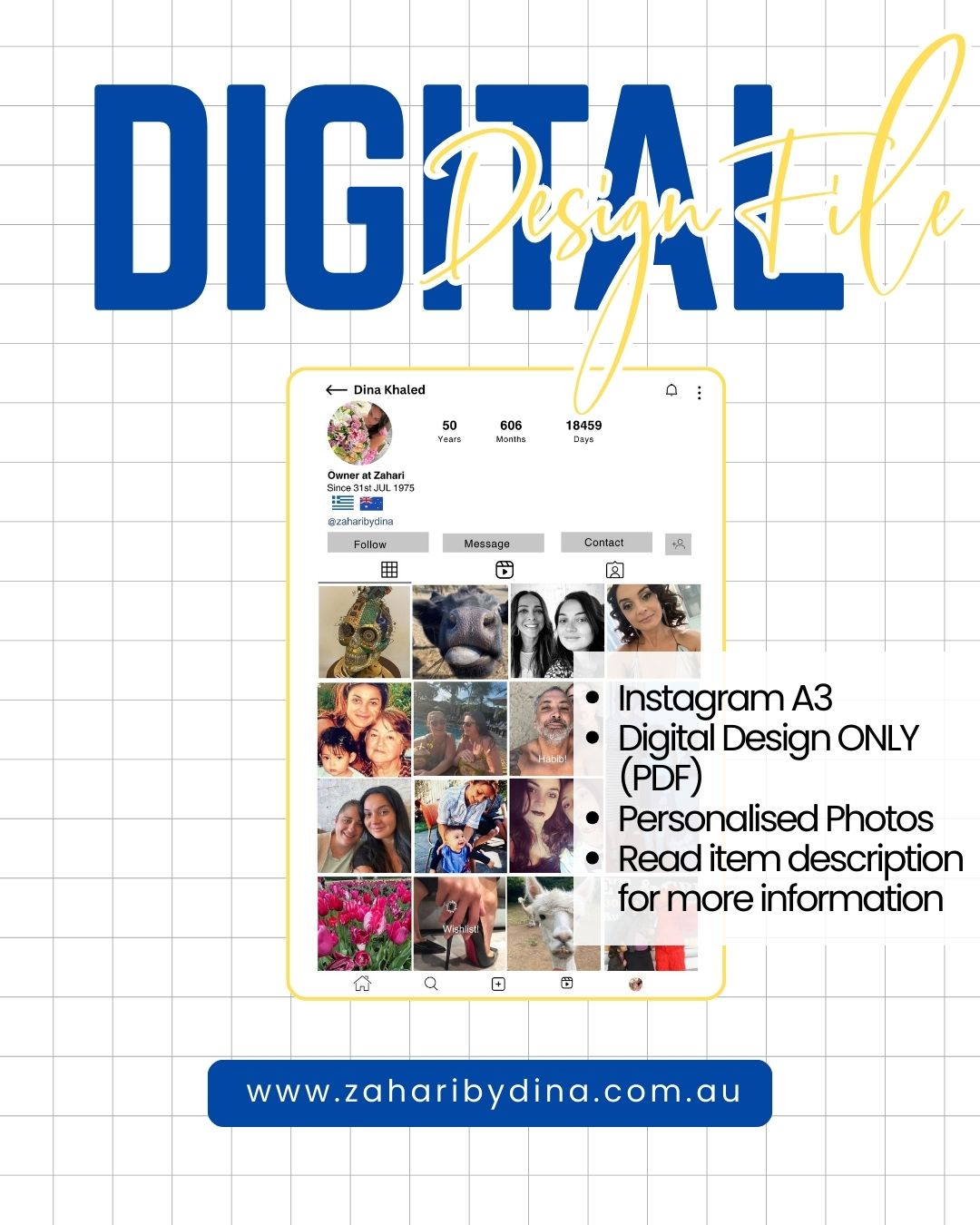 DIGITAL DESIGN FILE – A3 Personalised Instragram Page Cake – Please Read Product Description
