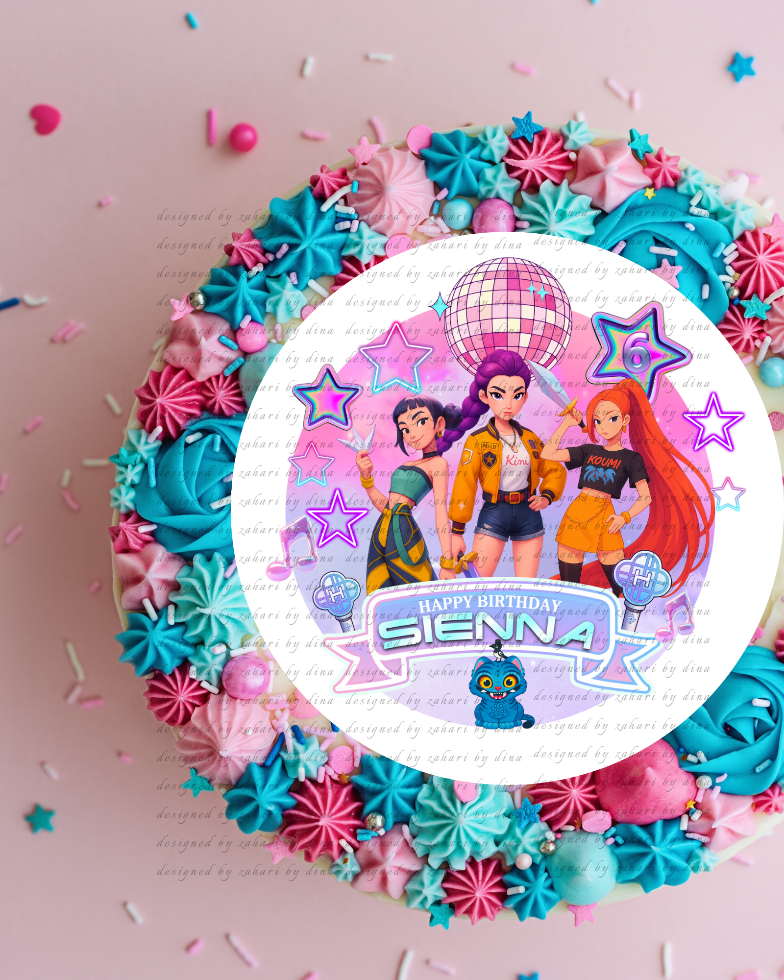 KPOP Demon Hunter edible icing cake topper or precut toppers for cookies or cupcakes – Jan26