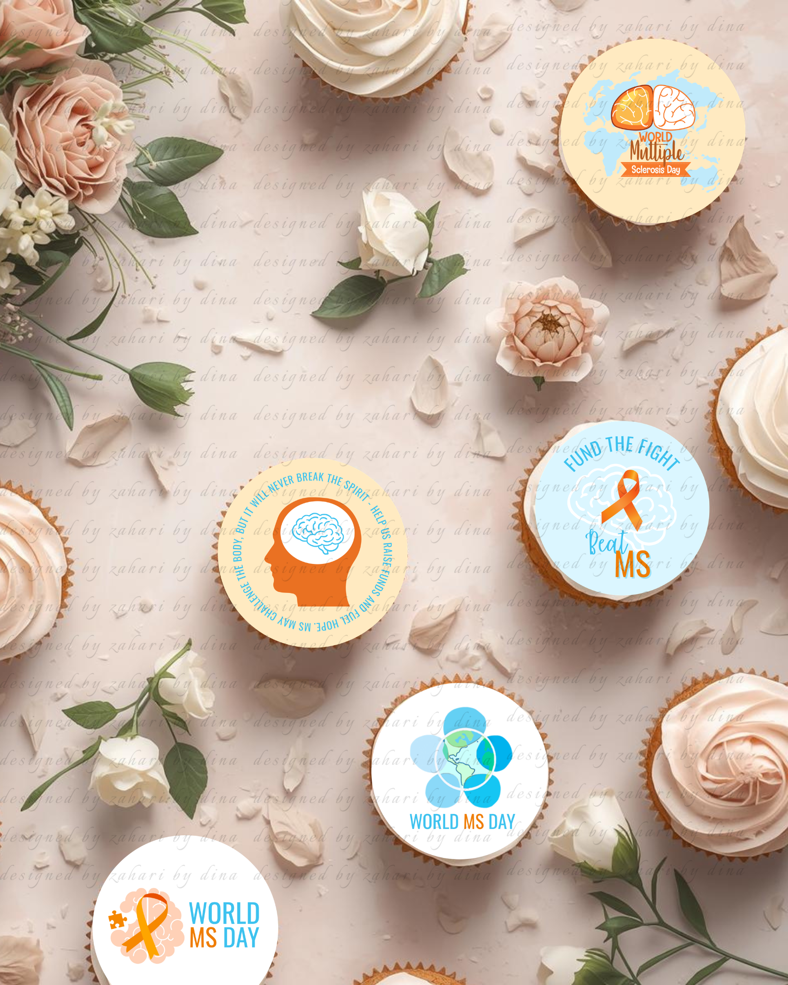 MS – Multiple Sclerosis World Day   – Edible image precut rounds for cookies or cupcakes