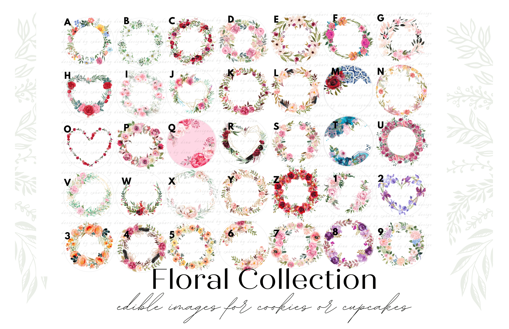 Assorted Collection of Floral Edible Prints 2026 precut round icing toppers for cookies or cupcakes for any event (please read description)