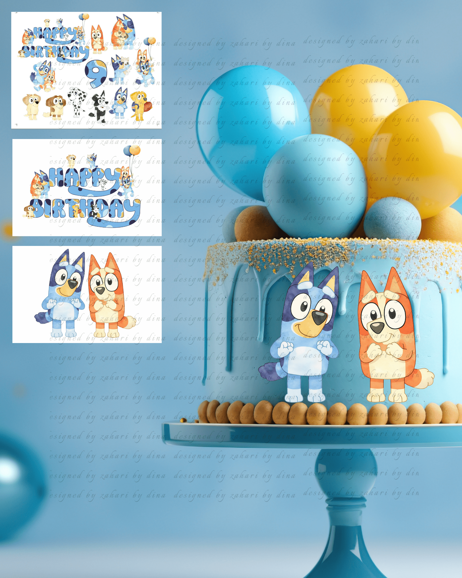 Bluey and Bingo edible icing cake decorating – edible image cut out – A4 icing, A5 icing cut outs