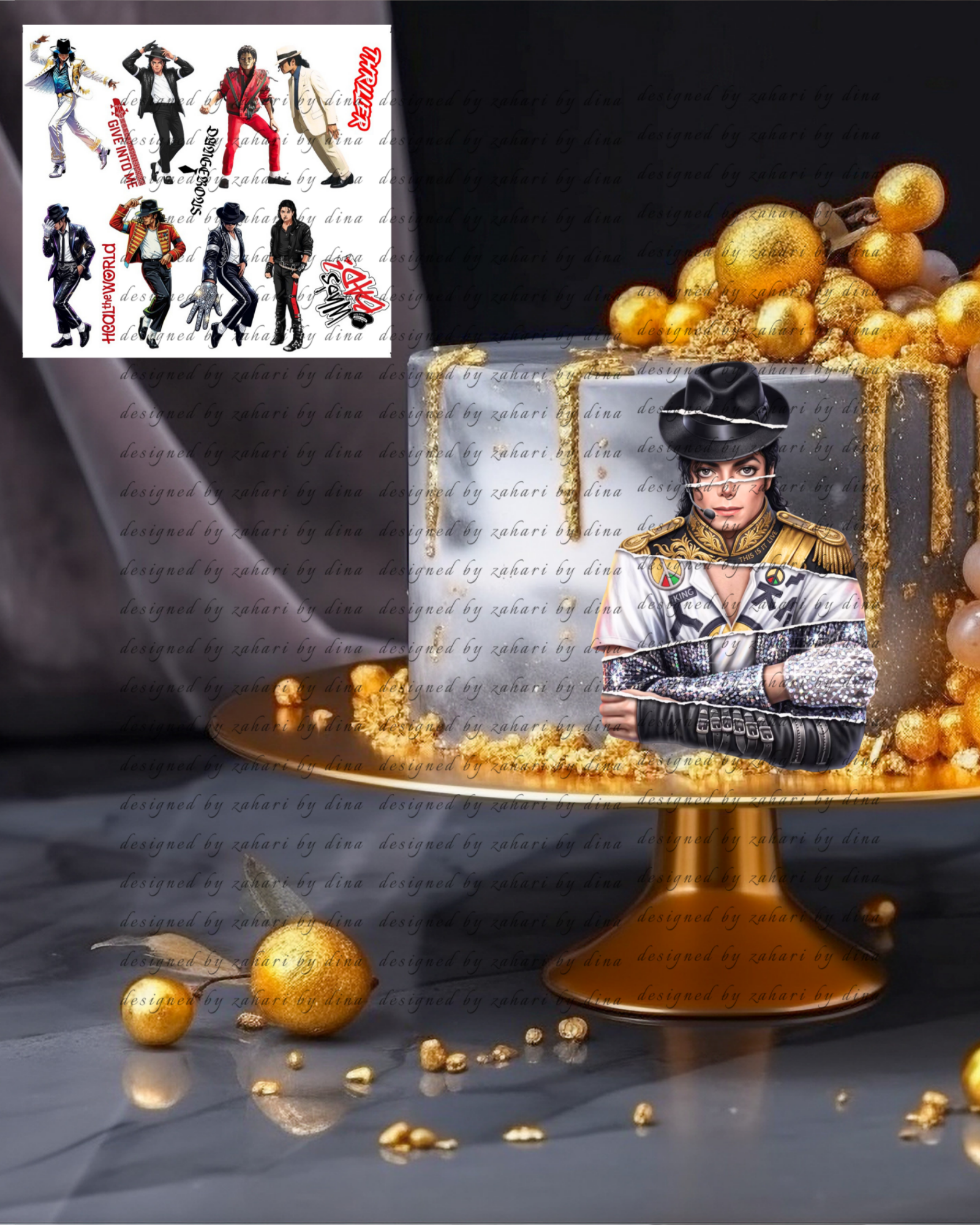 Michael Jackson Edible Cake Topper – Cake Wrap – King of Pop Party Decoration – A4 Icing Cut outs or A3 Cake wrap