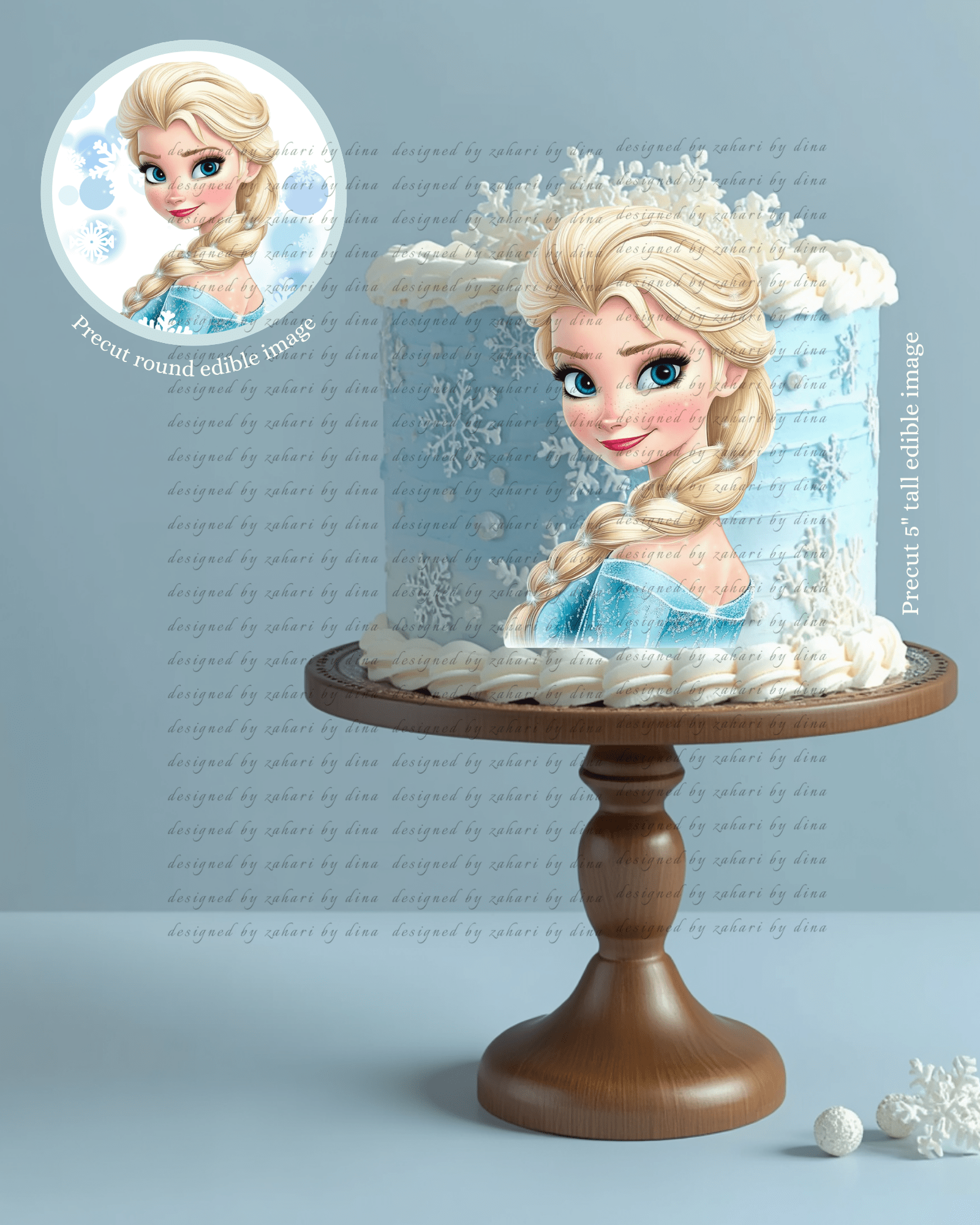 Precut Frozen Princess Elsa 5inch tall on icing sheet or precut cookie or cupcake edible prints
