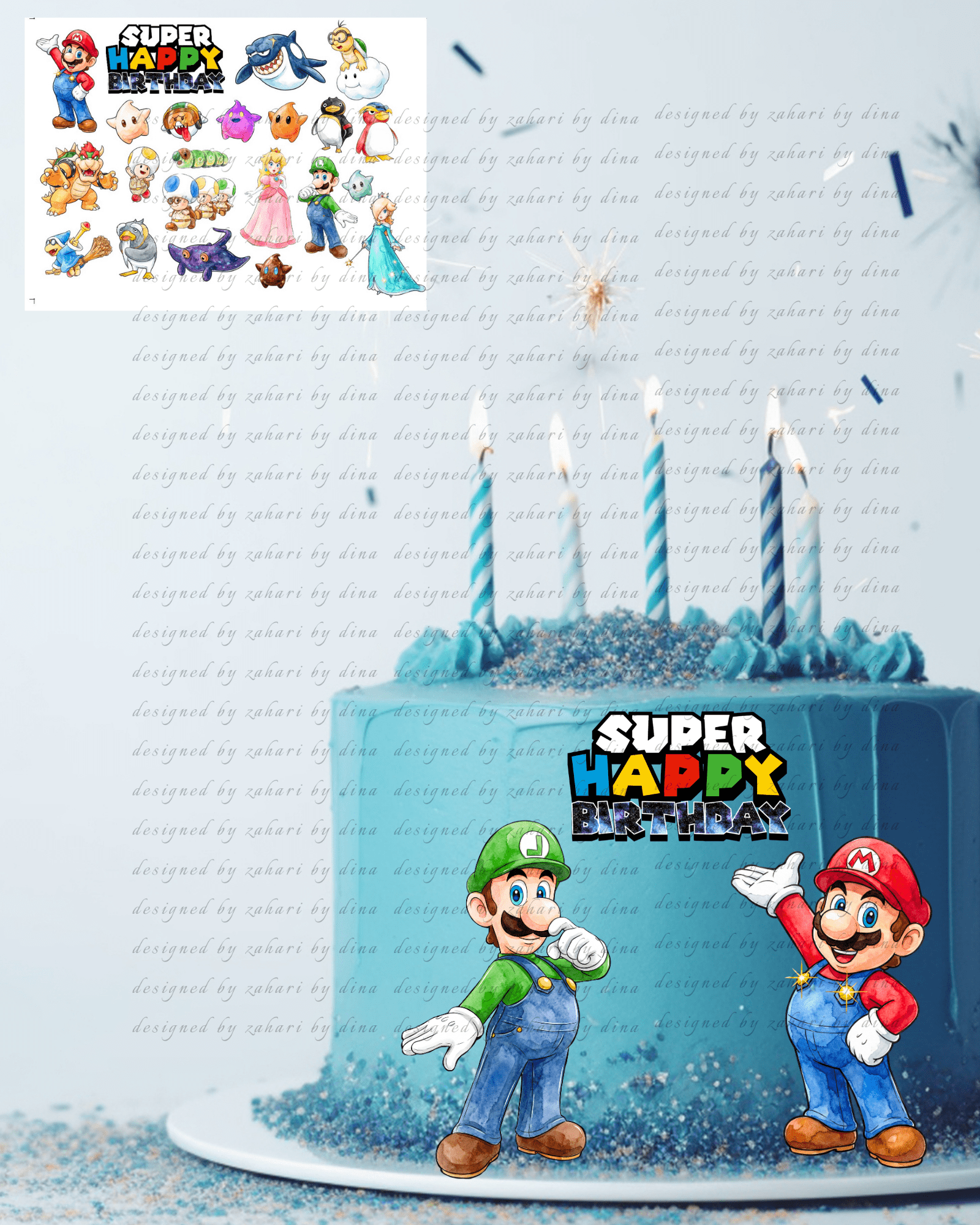 Super Mario Galaxy Edible Image Cake Decorating – edible image cut out – A4 icing, A5 icing cut outs