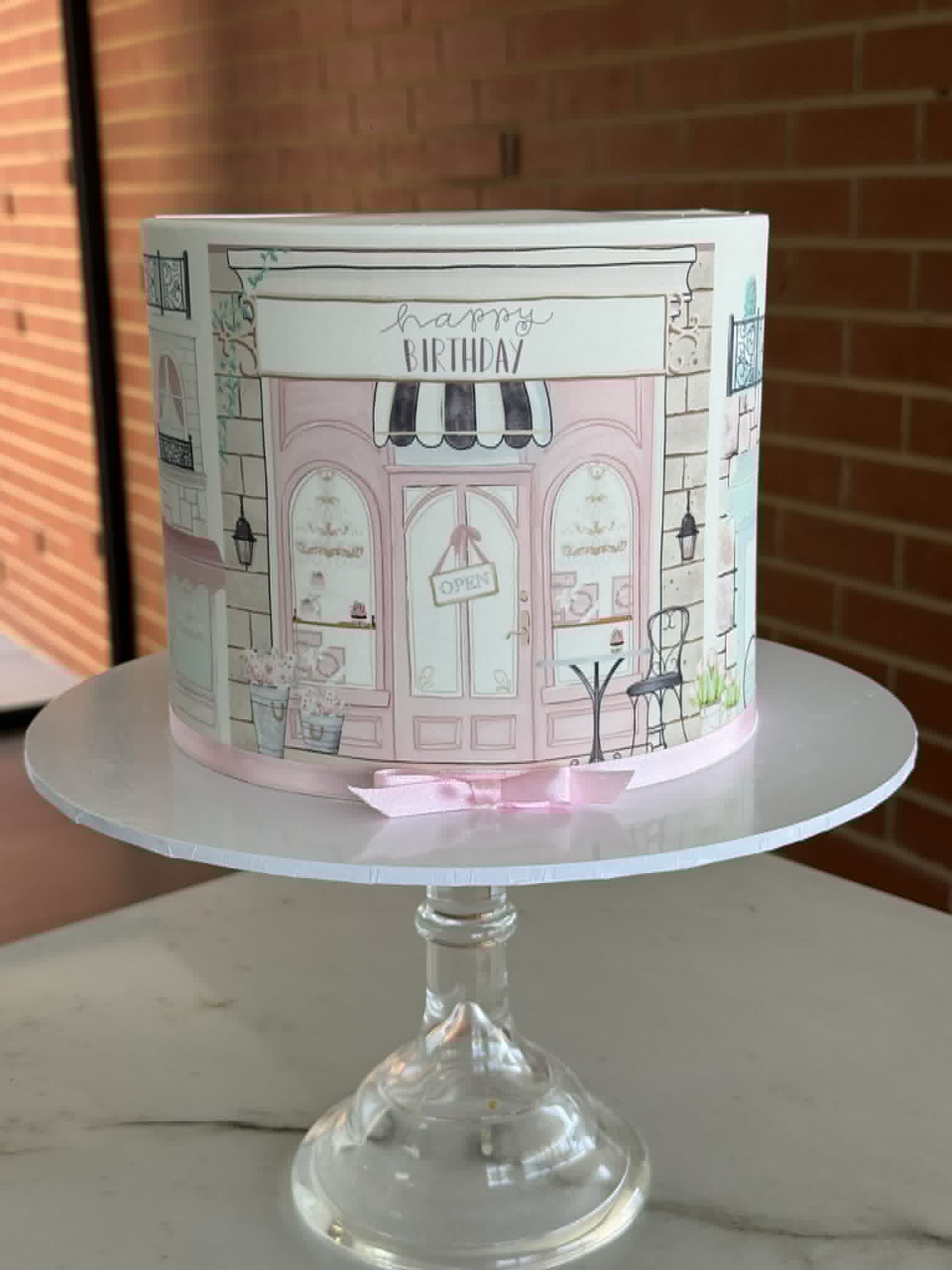 Scrapbook edible frosting sheet – A3  icing sheet – Paris Shops | Parisian Themed| Paris Buildings | Edible Cake Decorating