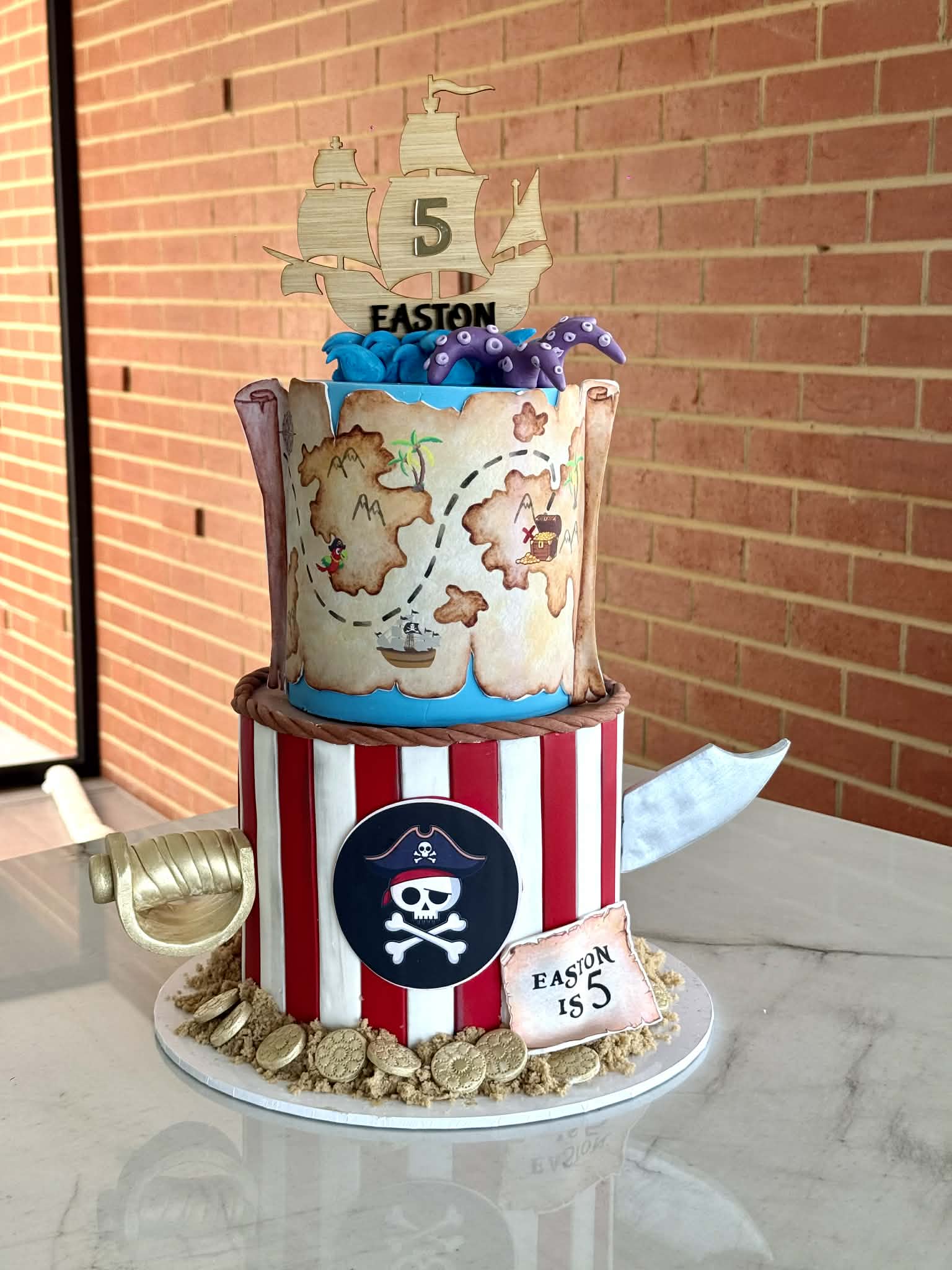 Pirate Themed Edible Image Cake Decorating – edible image cut out – A4 icing – personalised message editable