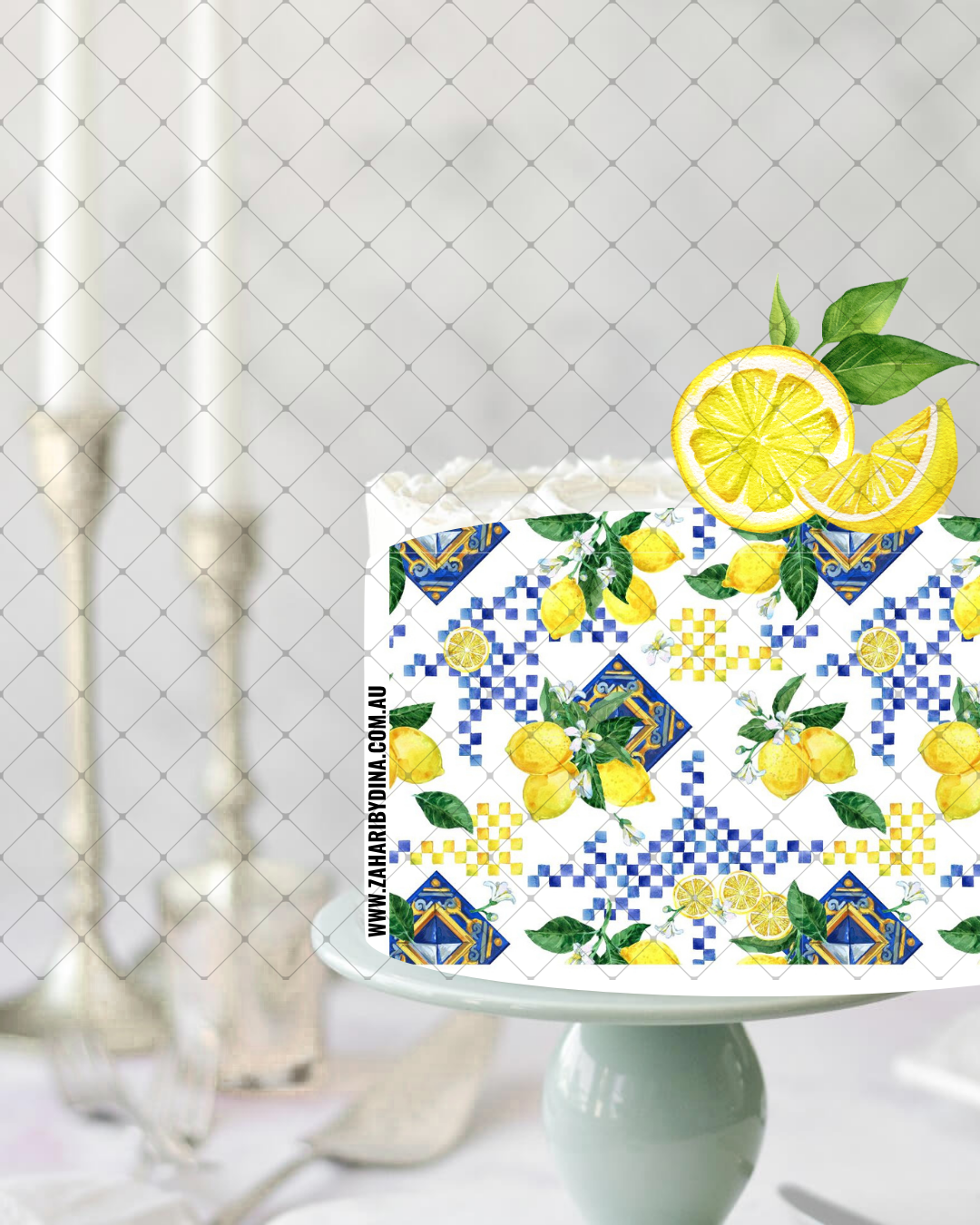 Lemon Checkerboard Tile Icing Sheet – A3 or A4 (12, 2.5″ squares) May26  |Edible Cake topper |Cake wrap