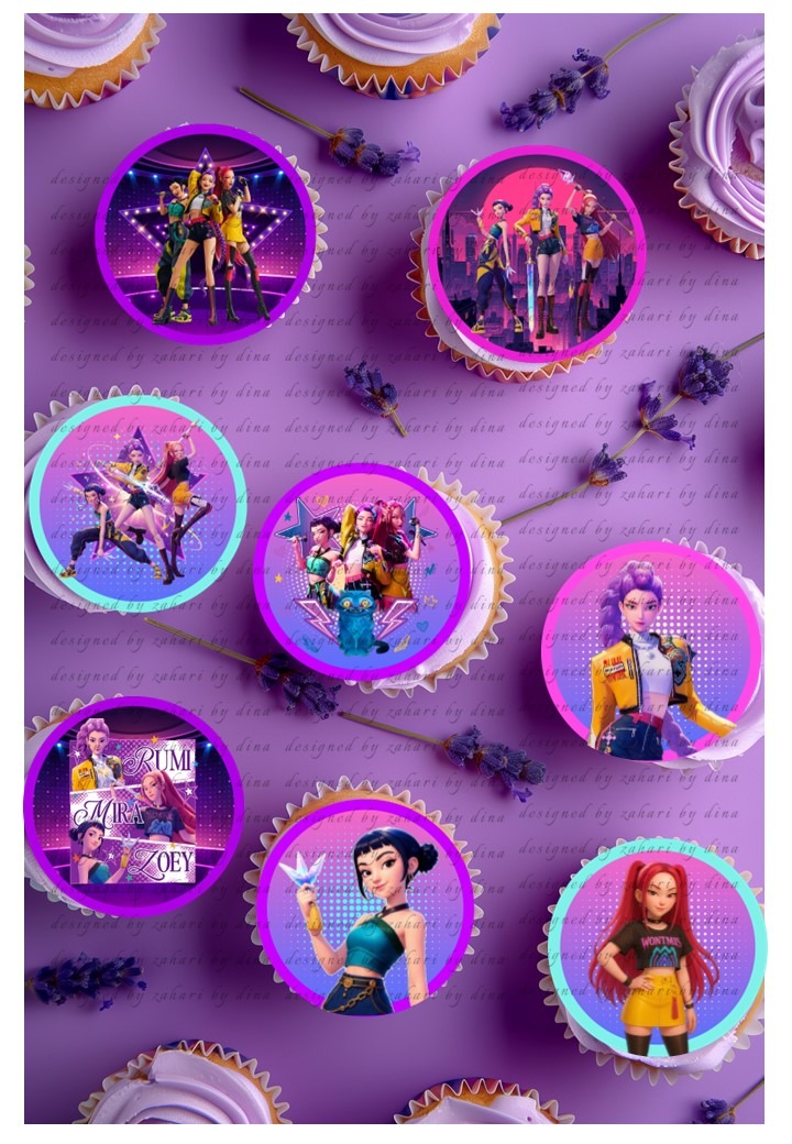 KPOP Demon Hunter/Huntrix Toppers – Edible image precut rounds for cookies or cupcakes |Edible Cake topper – May26