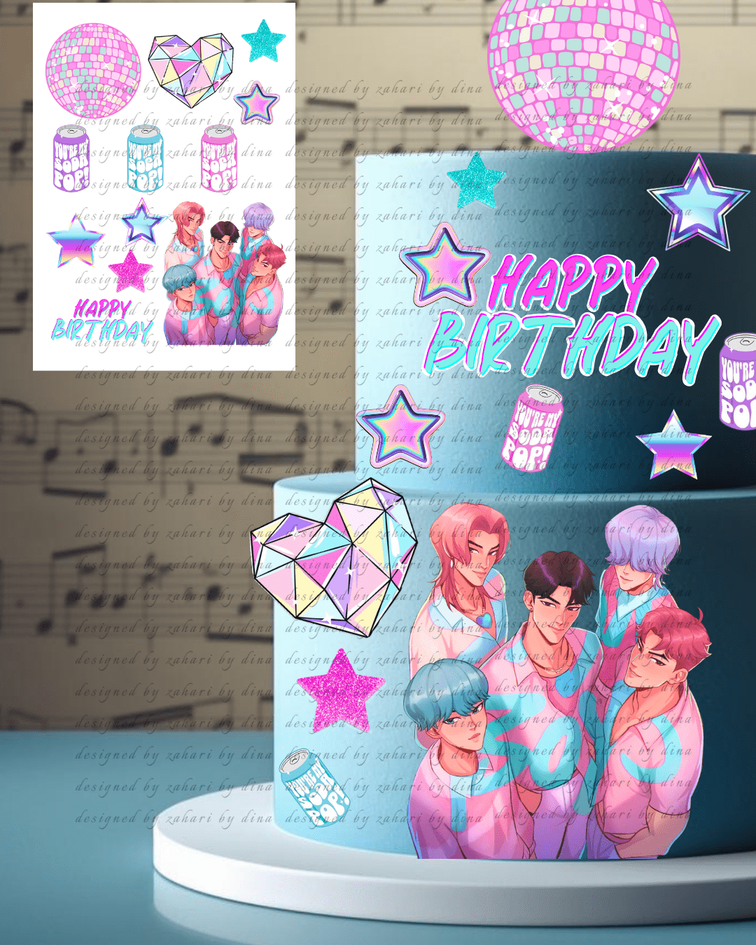 Saja Boys edible icing cake image cut outs - KPOP |Edible Cake topper Australia May2026