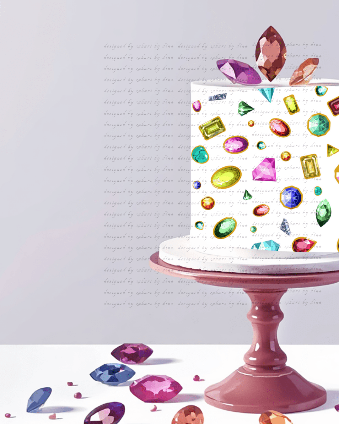 Scrapbook edible frosting sheet – A3  icing sheet – Gems/ Gem/ Precious Stones Diamons | Edible Cake Decorating