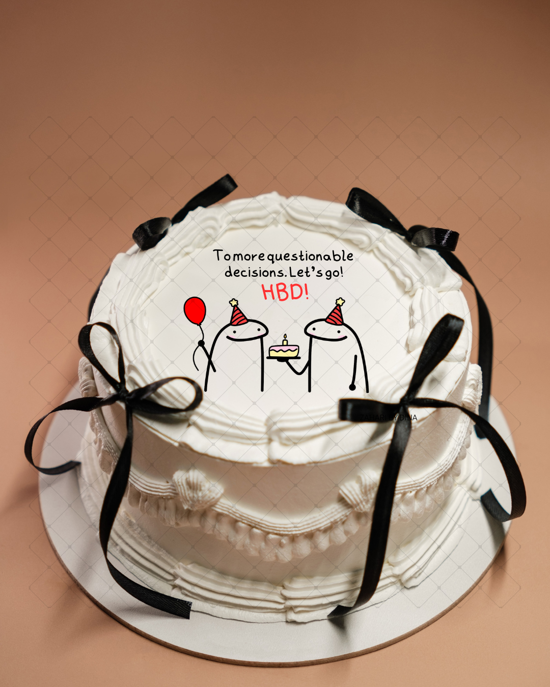 6" round Flork Cake Topper - Happy Birthday, Bridal Shower, Baby Shower, Graduation, New Job - Image 6