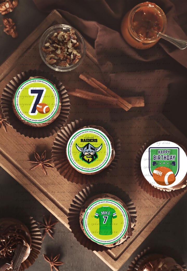 NRL Rugby Teams with song lyrics precut 15, 2″round icing toppers for cookies or cupcakes – Broncos, Eels etc – Personalised with Jersey
