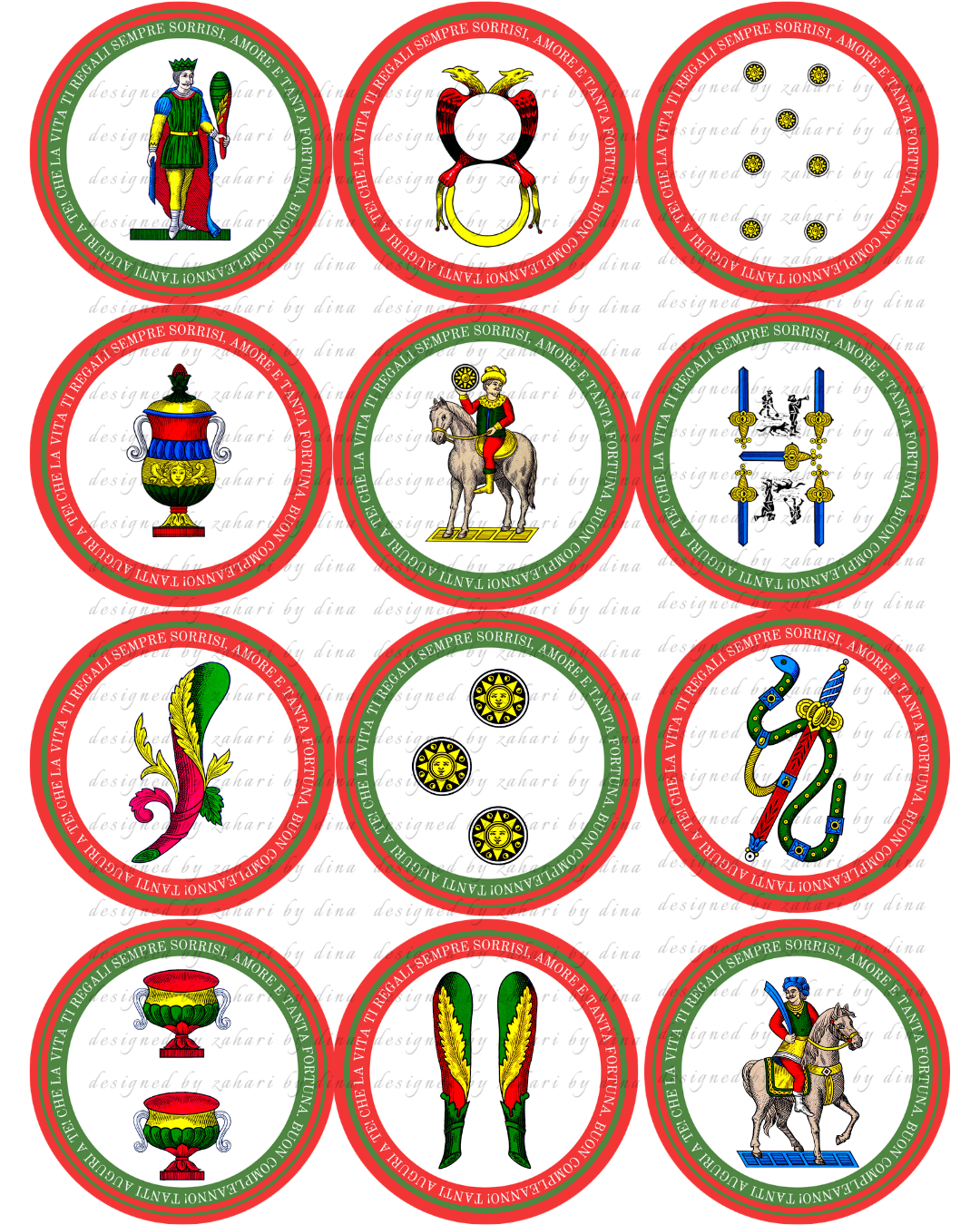 Happy Birthday Italian Playing Cards Edible Icing Toppers for cookies or cupcakes - Briscola Italian - Image 3