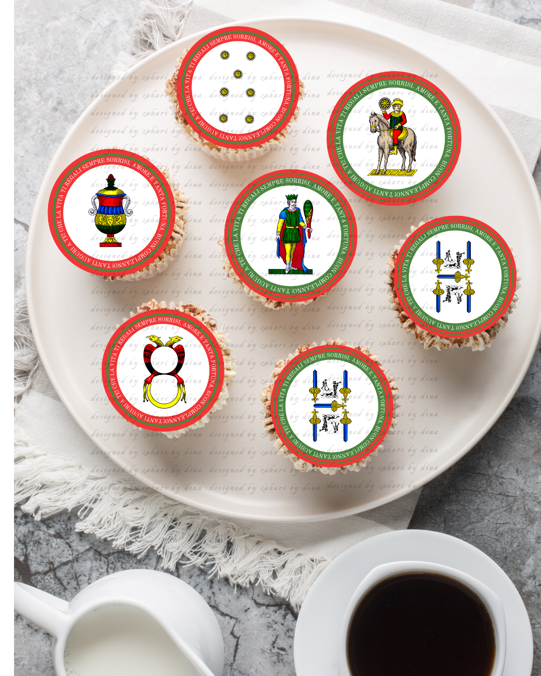 Happy Birthday Italian Playing Cards Edible Icing Toppers for cookies or cupcakes – Briscola Italian