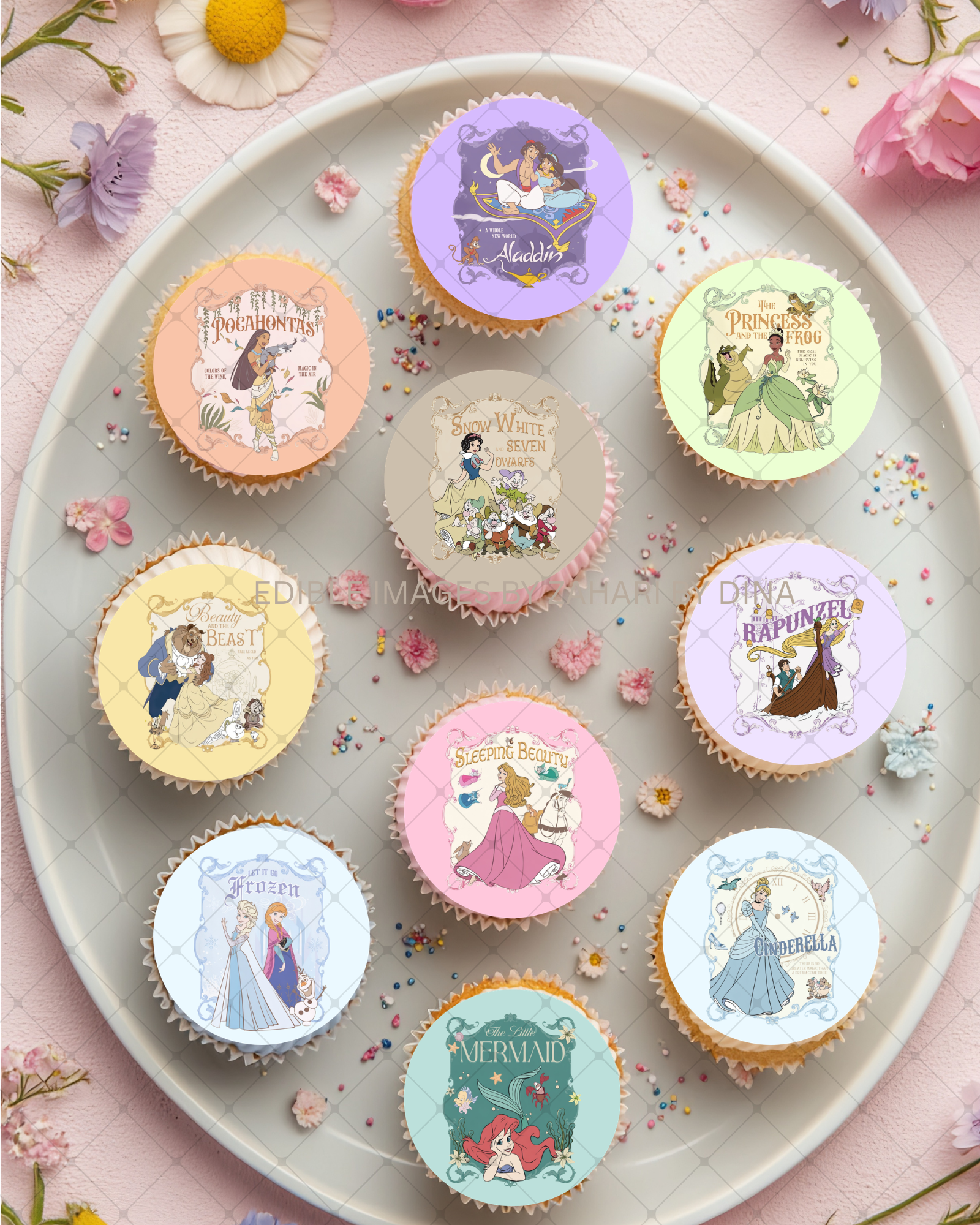 Princess Disney 2026 Edible Icing precut rounds |Edible Cake topper Australia|Cake Image Printing