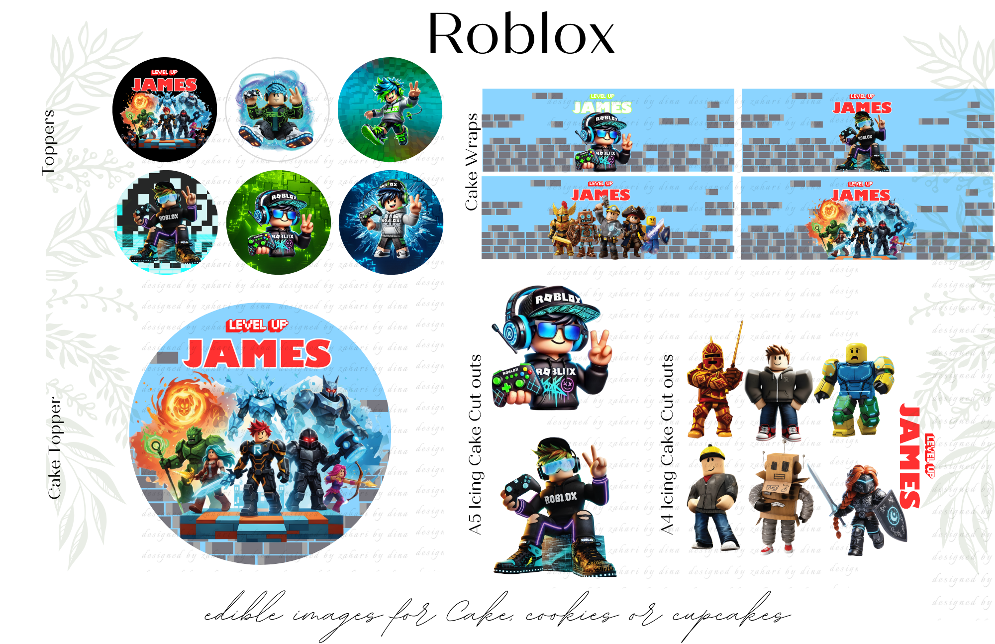 Roblox cupcake toppers or cookies – Roblox Cake wrap or Cake topper or cake cut outs Jul26