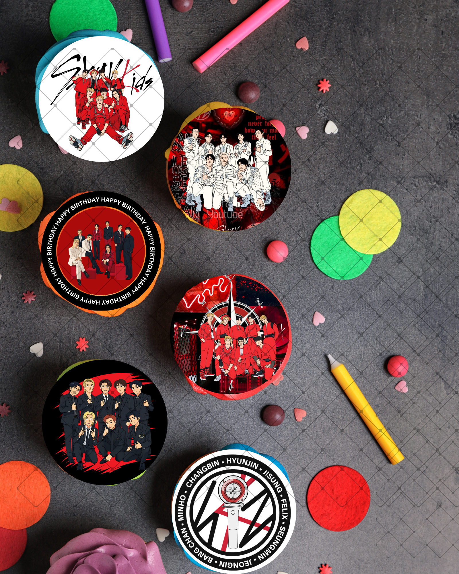 Stray Kids Edible Icing Toppers Edible Icing Toppers for cookies or cupcakes