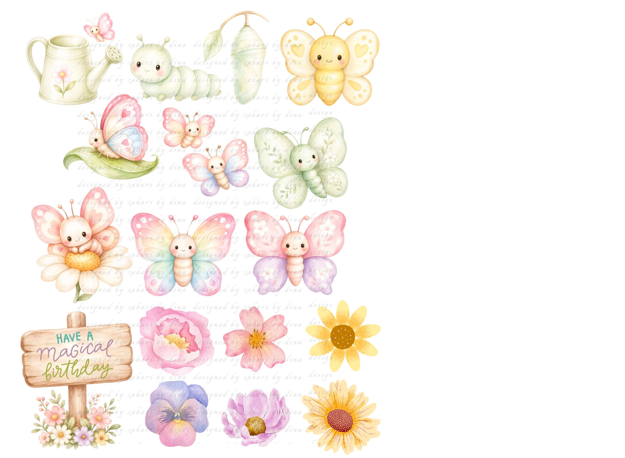 Butterfly Garden edible image cupcake toppers or cookies - Cake wrap or Icing cake cut outs Aug 26 or 7inch cake topper - Image 2