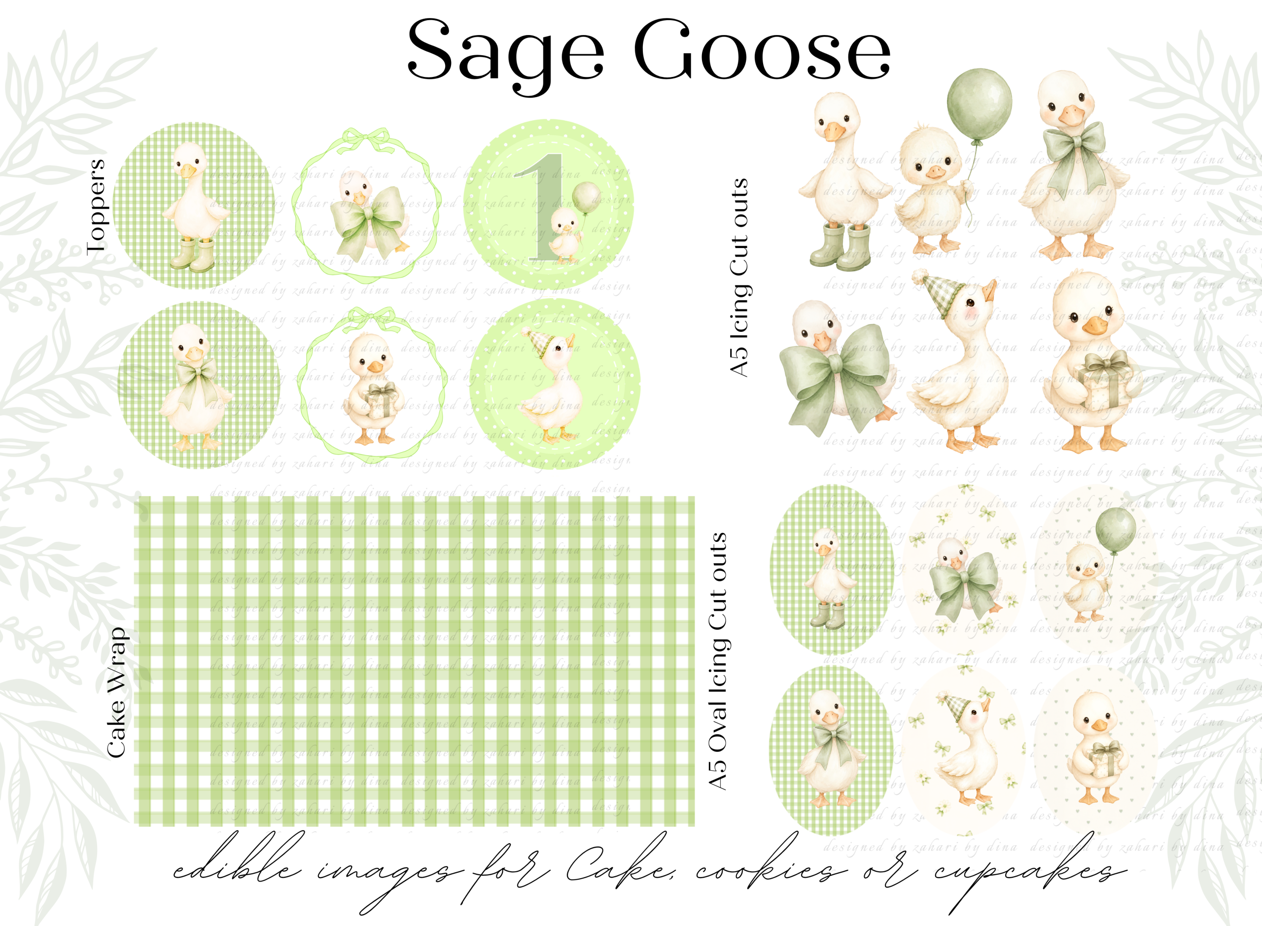 Geese/ Goose edible image cupcake or cookies toppers or Cake wrap or Icing cake cut outs Aug26 - Image 3