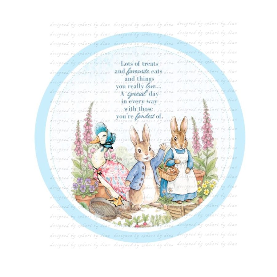 Peter Rabbit edible image cupcake toppers or cookies - Cake wrap or Icing cake cut outs Aug 26 or 7inch cake topper - Image 3