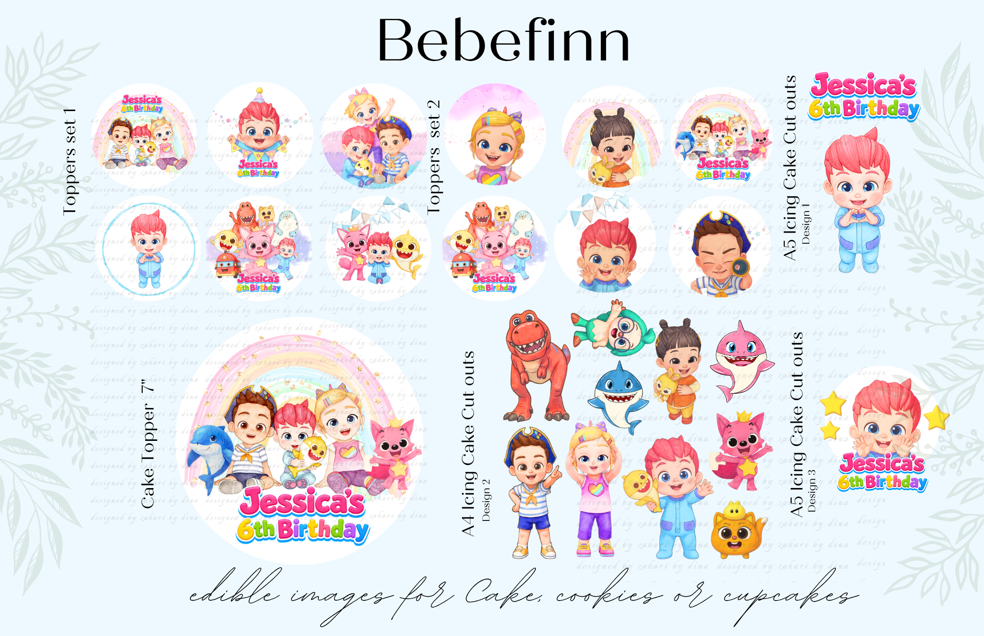 Bebefinn Edible Cupcake Toppers| Cookie Toppers| Cake Topper| Cake icing cut outs – Sept26